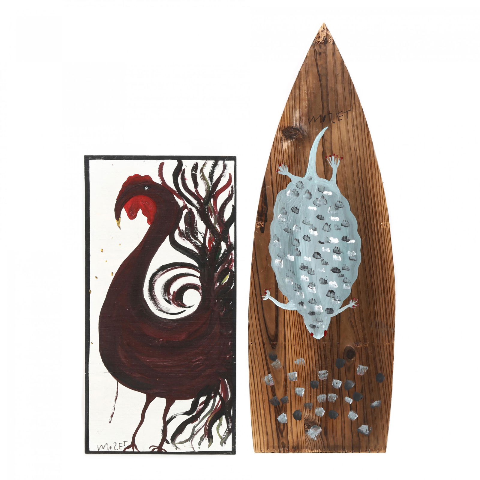 Mose Tolliver (AL, 1925-2006), Two Folk Art Paintings (1 of 3)