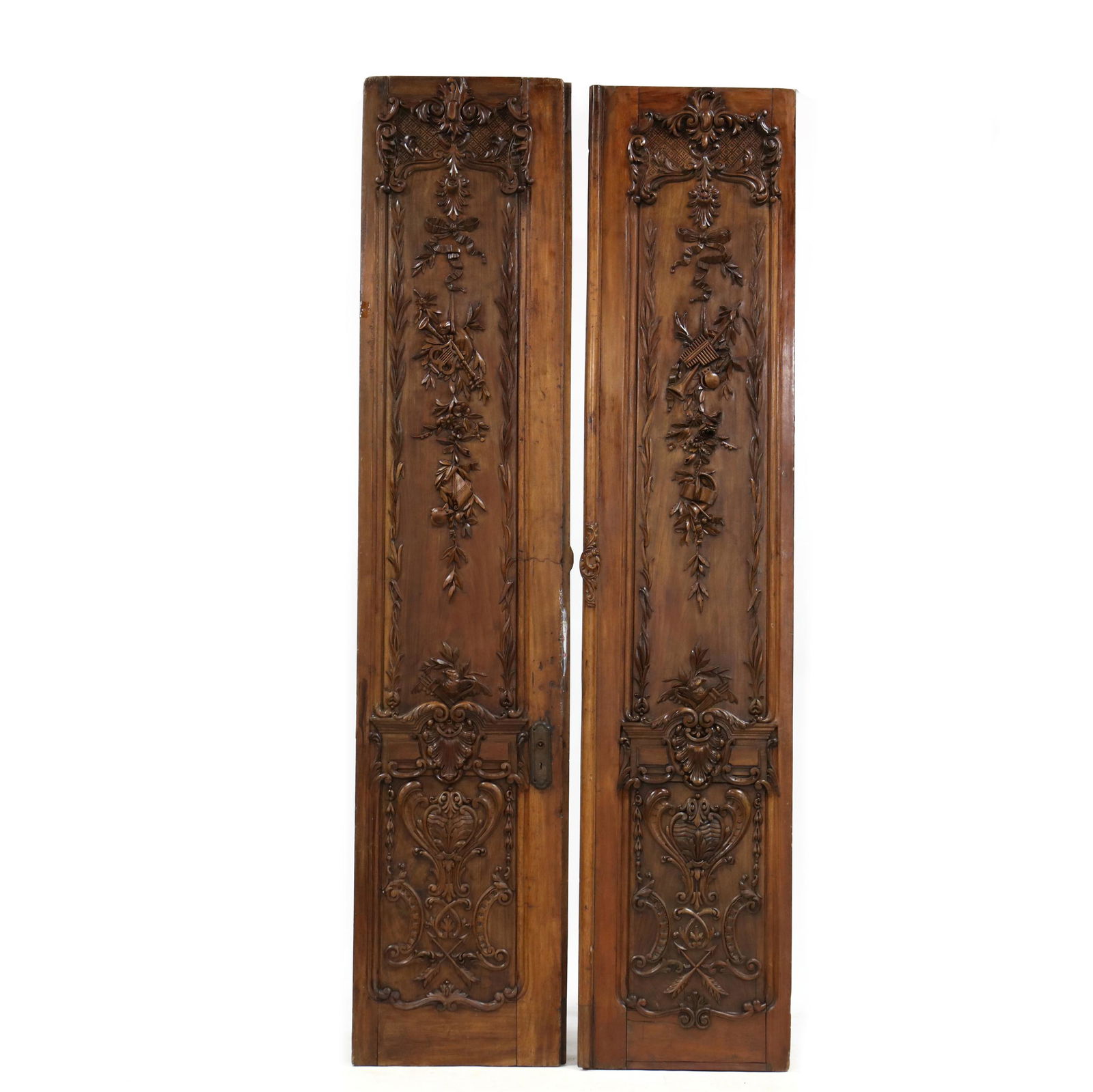 A Pair of Louis XV Style Antique Carved Walnut Tall (1 of 6)