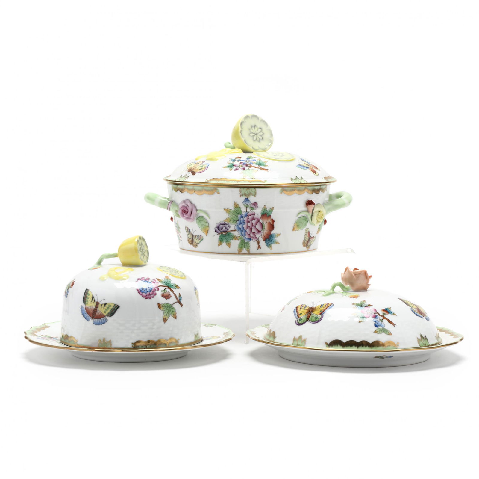 Three Herend  Queen Victoria  Porcelain Covered Dishes (1 of 8)