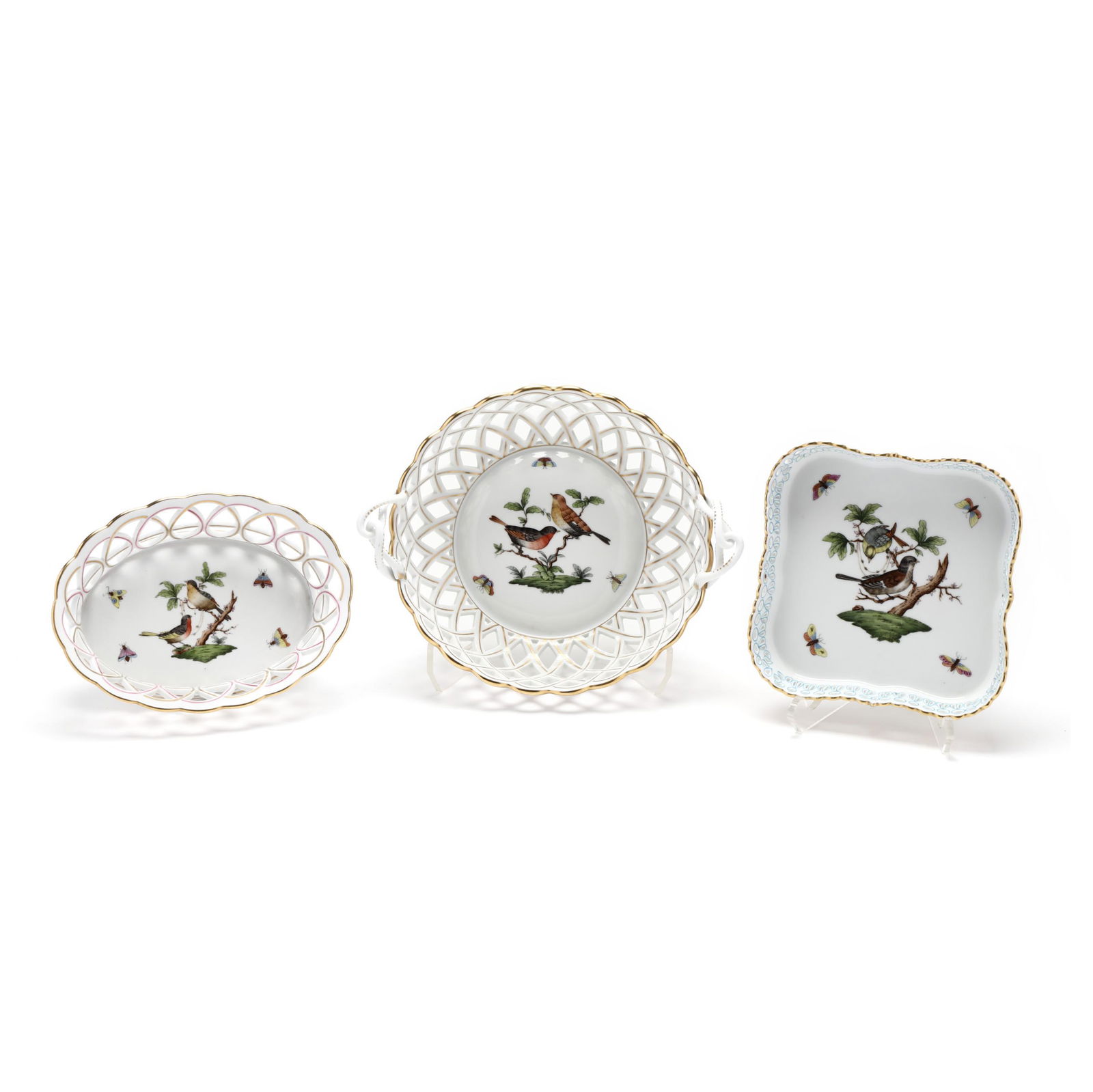 Three Herend  Rothschild Bird  Reticulated Dishes (1 of 10)