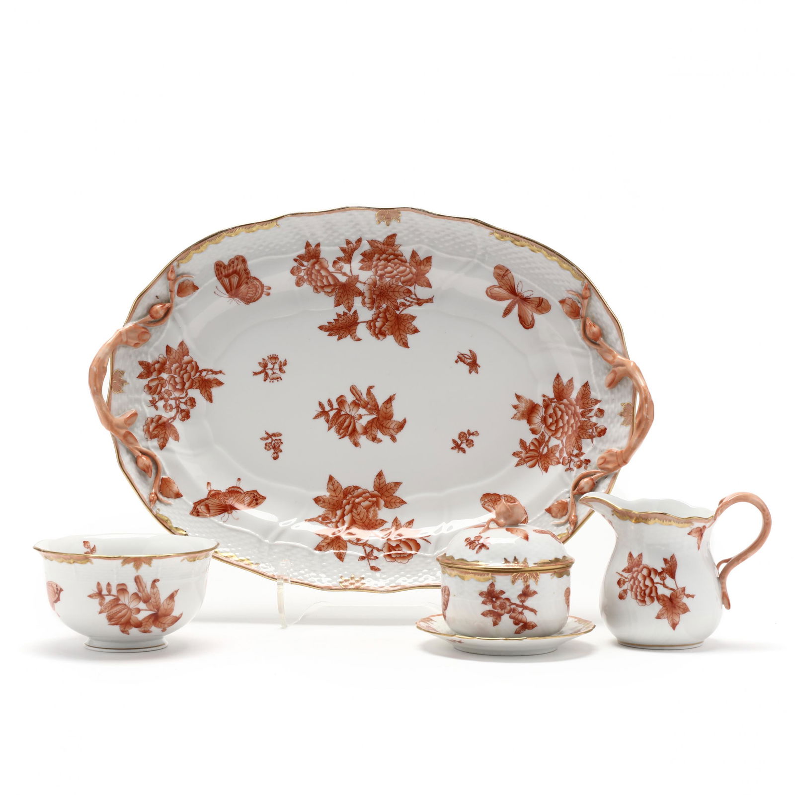 Herend  Chinese Bouquet (Rust)  Partial Breakfast Set (1 of 10)