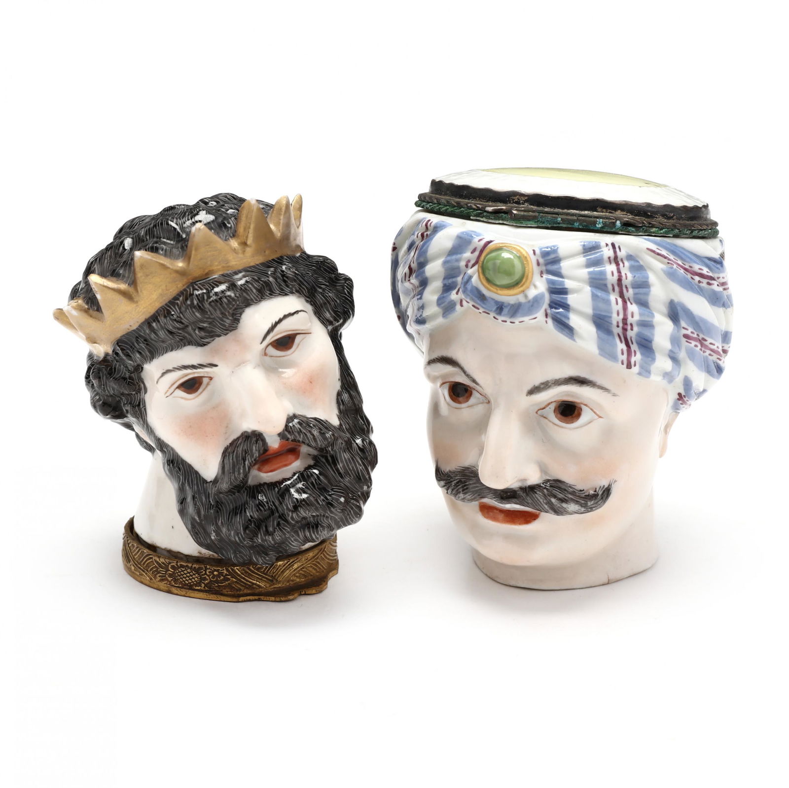 Two Antique Continental Porcelain Figural Snuff Boxes (1 of 4)