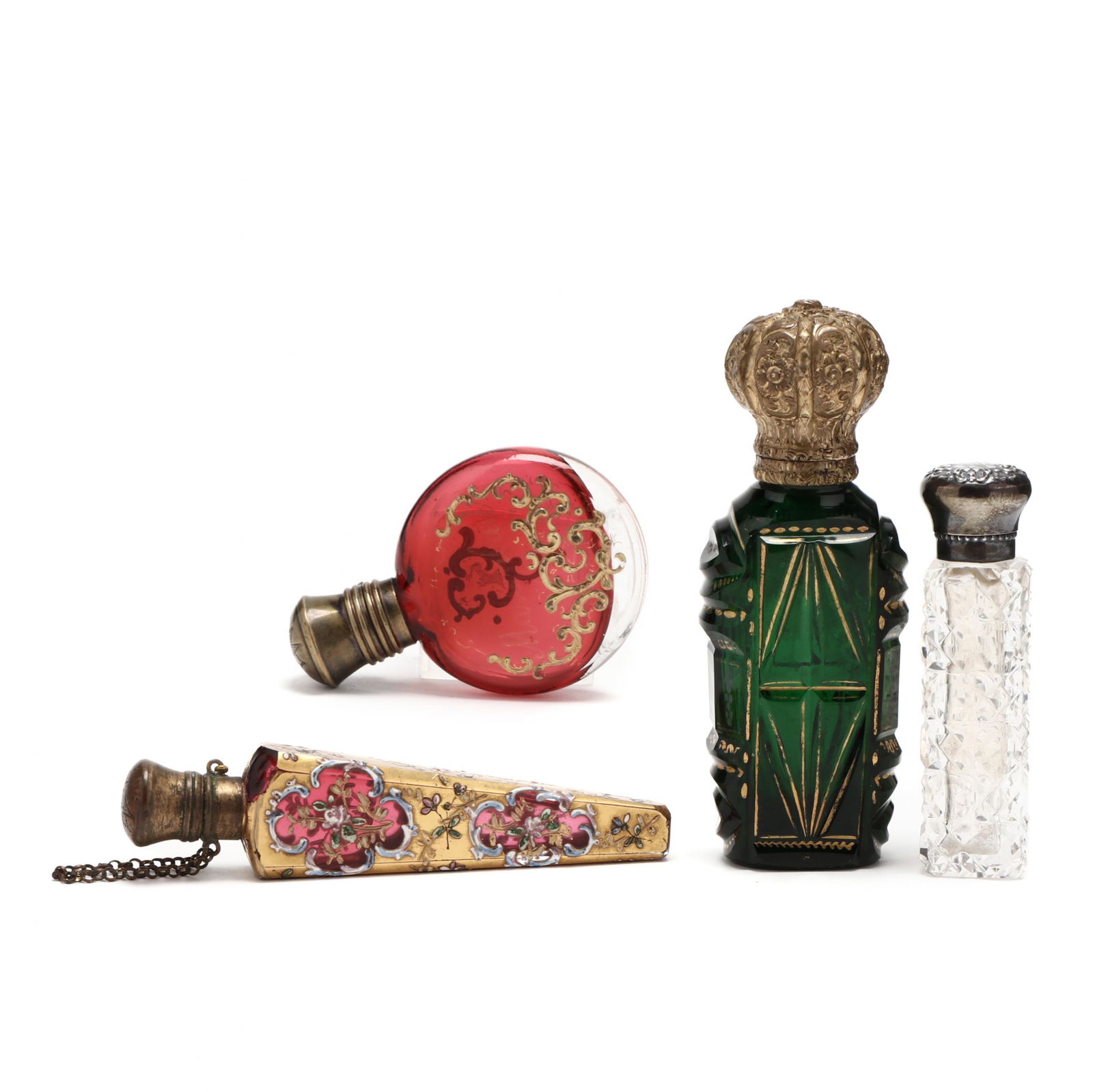 Four Antique Glass Scent Bottles (1 of 6)