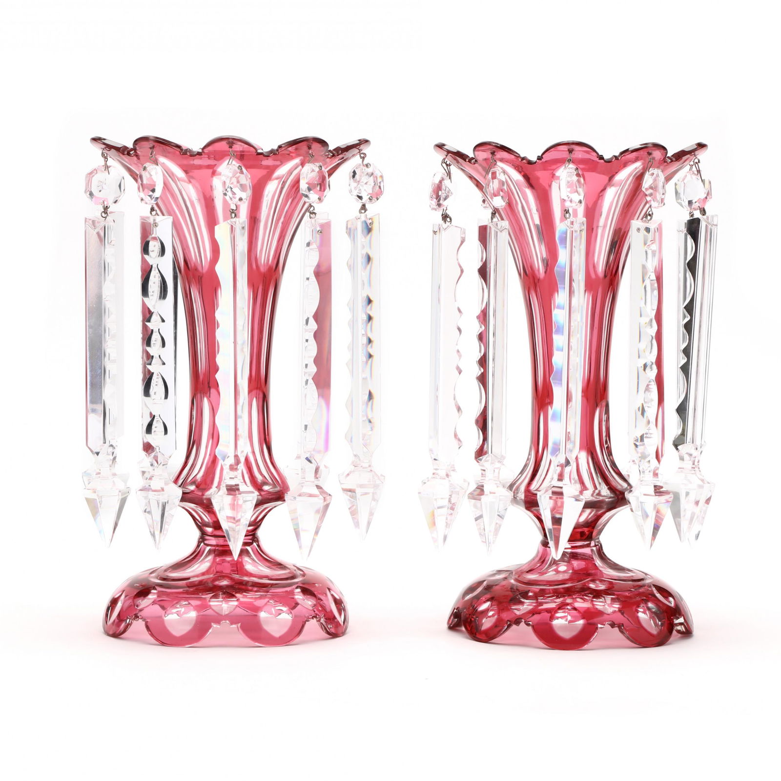 A Fine Pair of Cranberry Cut-to-Clear Drop Prism (1 of 6)