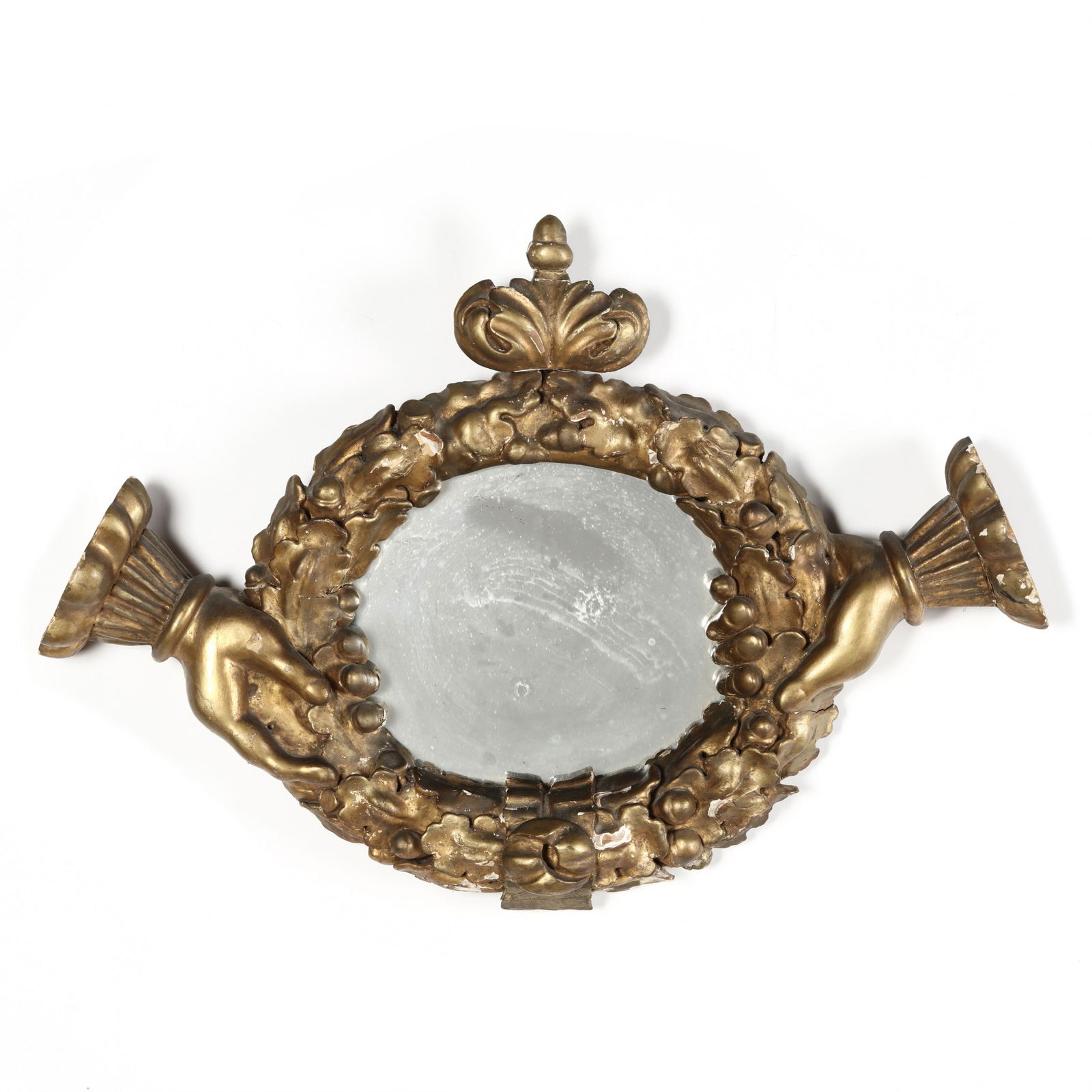 Antique Diminutive Continental Hands and Wreath Mirror (1 of 4)
