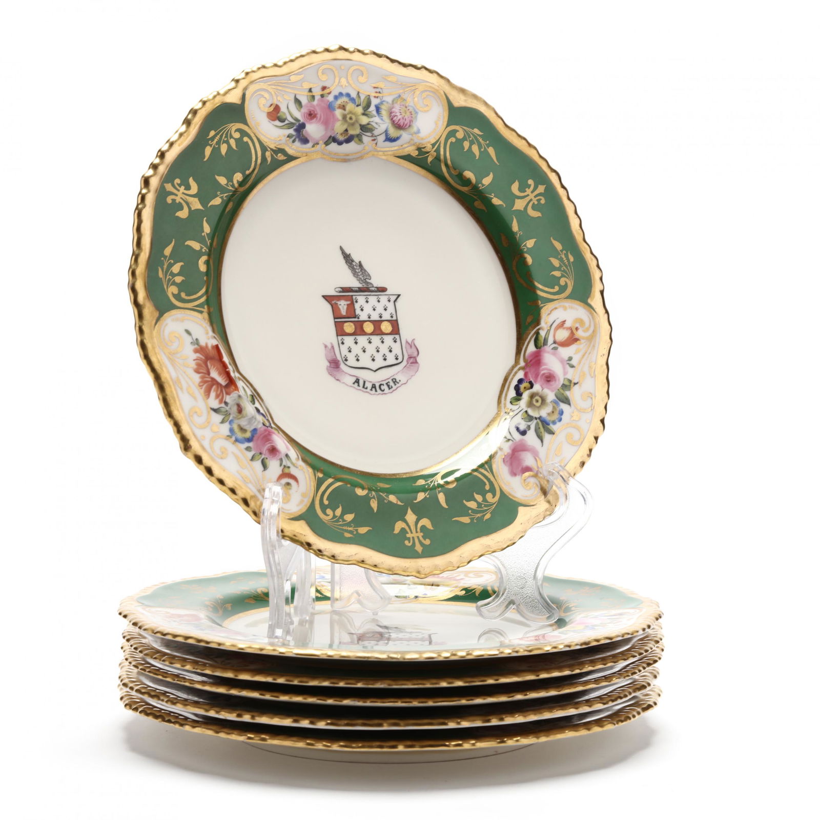 A Set of Six Chamberlain's Worcester Armorial Plates (1 of 5)