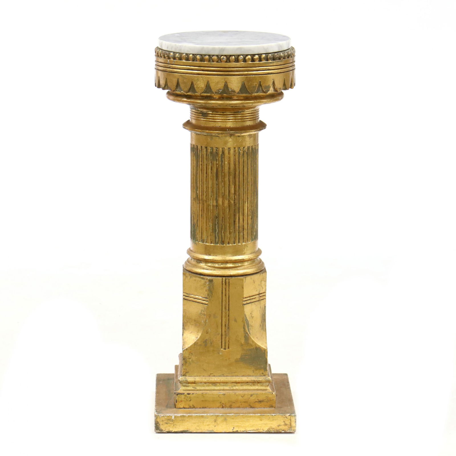 Neoclassical Style Gilt Marble Top Pedestal (1 of 3)