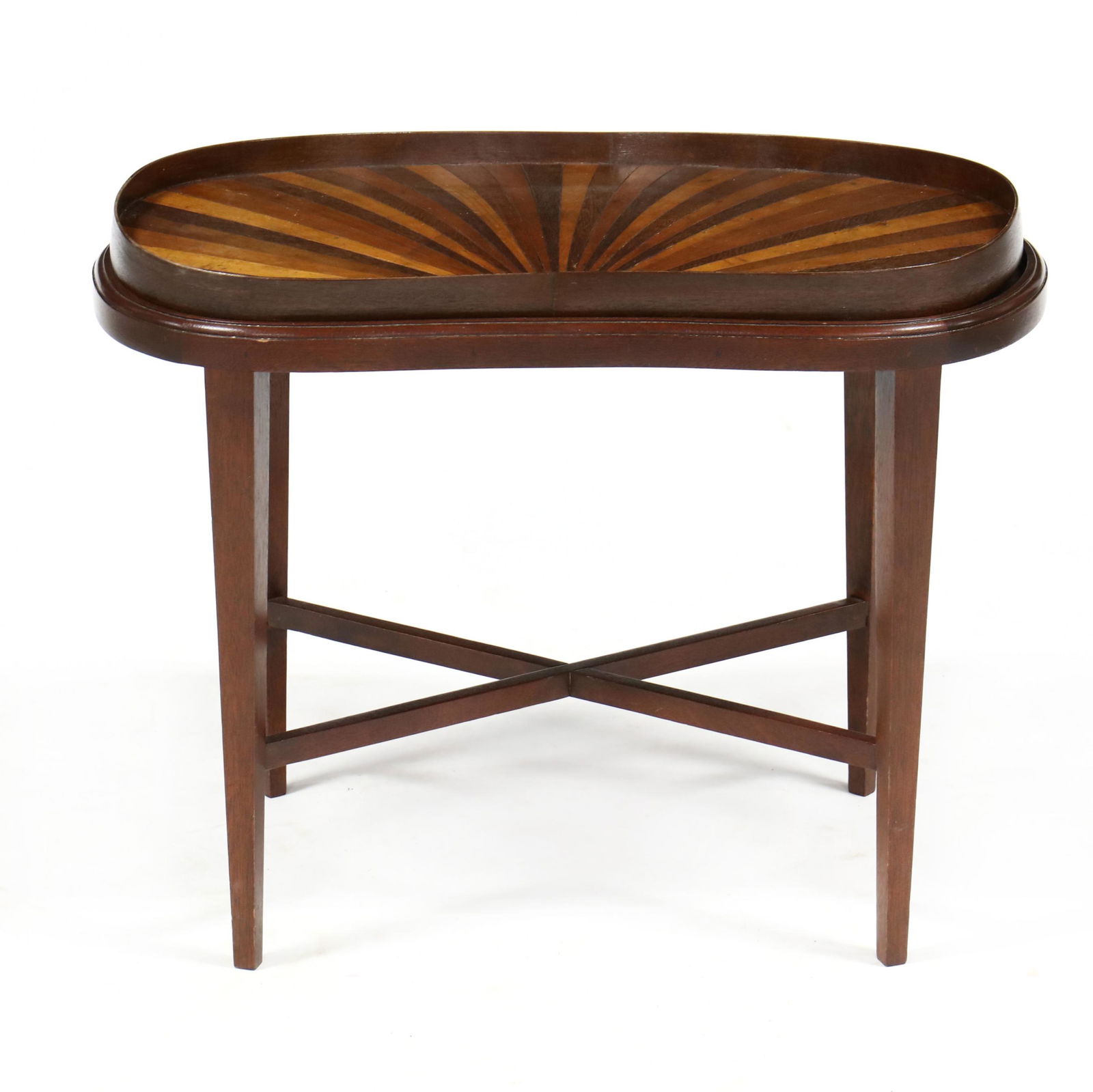 Antique Kidney Shaped Inlaid Tray on Stand (1 of 3)