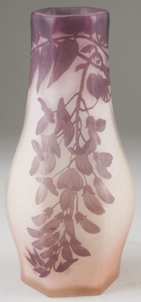 Emile Galle Art Glass Vase, "Wisteria"