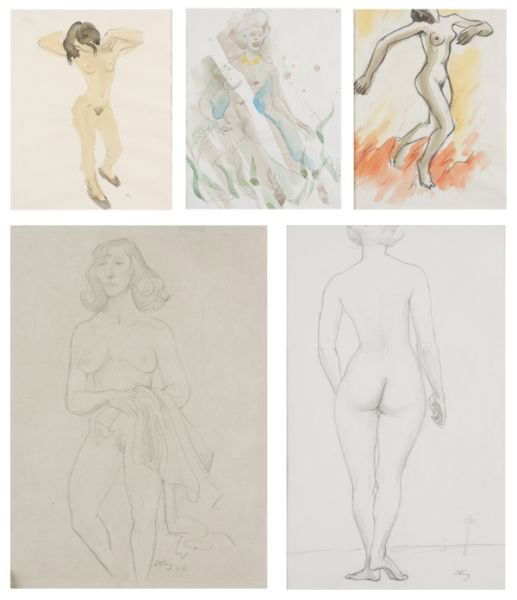 Emlen Etting (PA, 1905-1993), Five Female Nudes: Emlen Etting (PA, 1905-1993), Five Female Nudes all unframed.