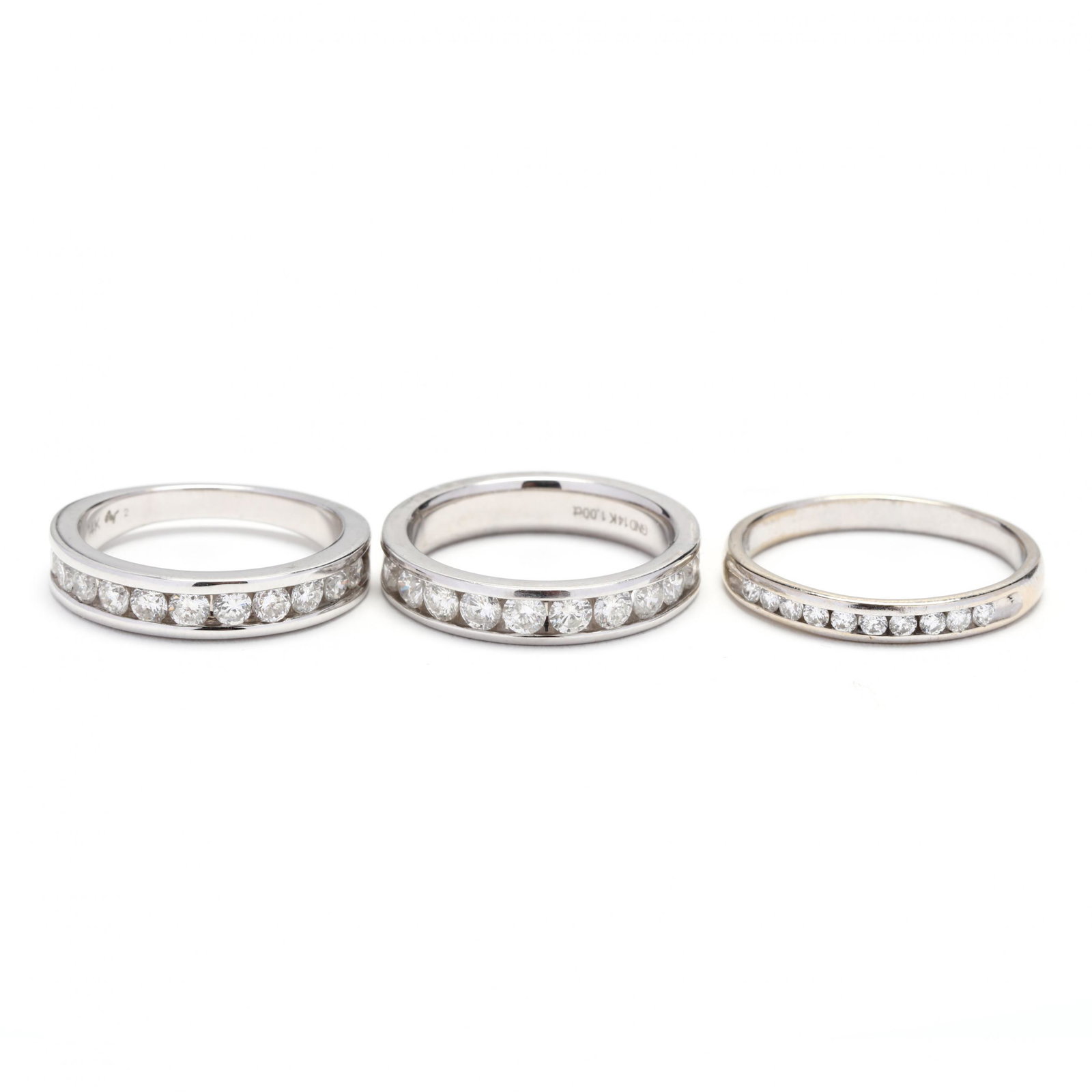 Three 14KT White Gold and Diamond Bands (1 of 7)