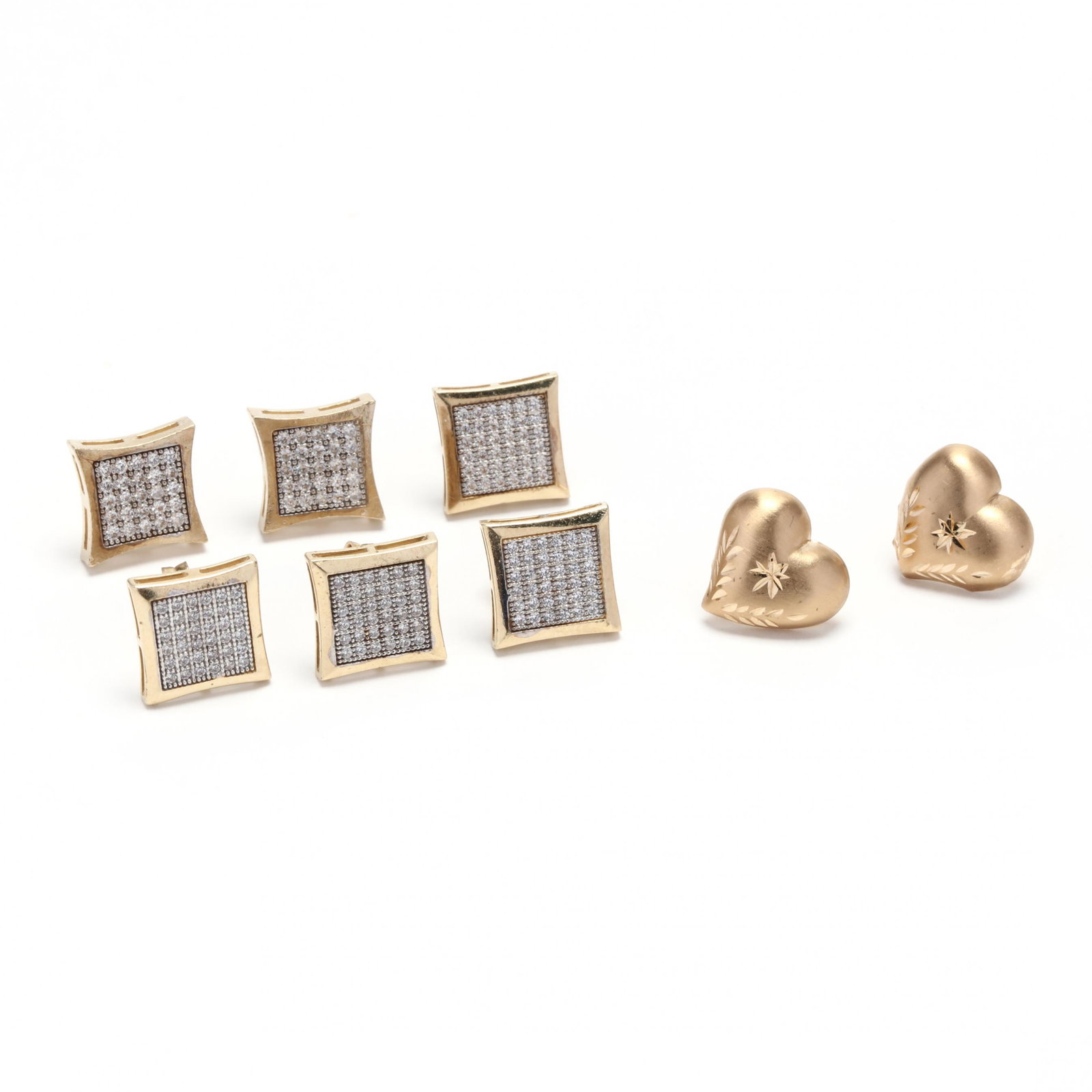 Four Pairs of Gold Stud Earrings (1 of 4)