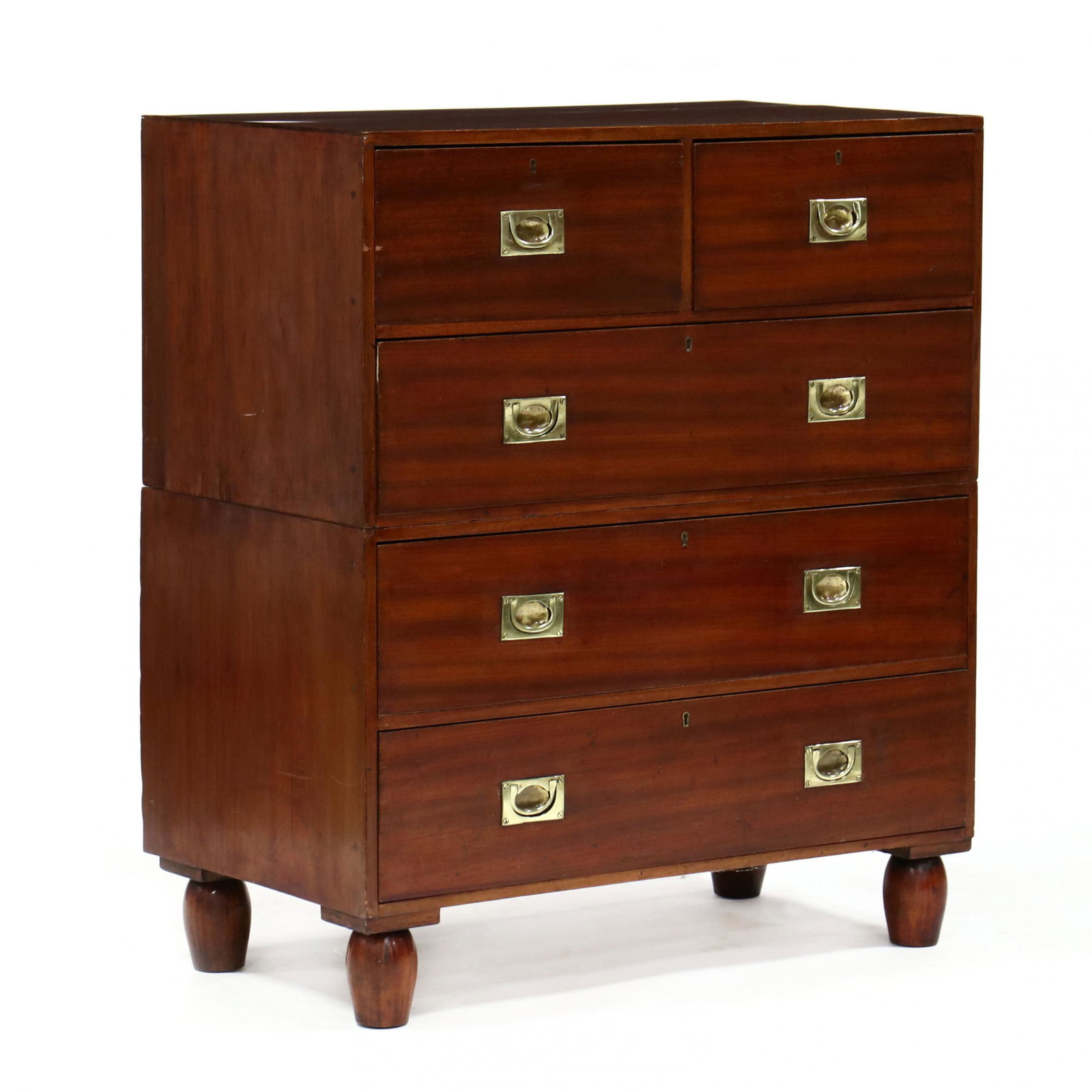 Antique English Mahogany Campaign Chest of Drawers (1 of 5)