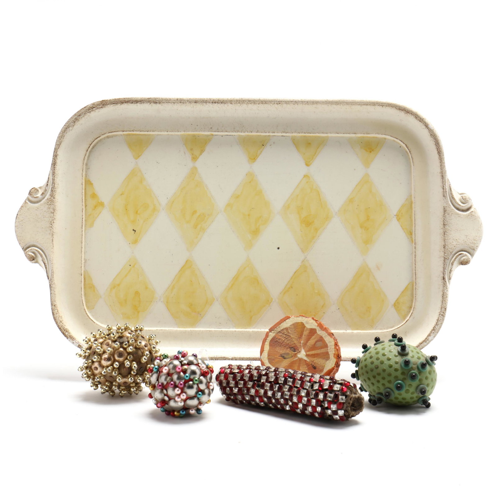 A French Artisan Tray with Polychrome Decorated Fruit (1 of 7)