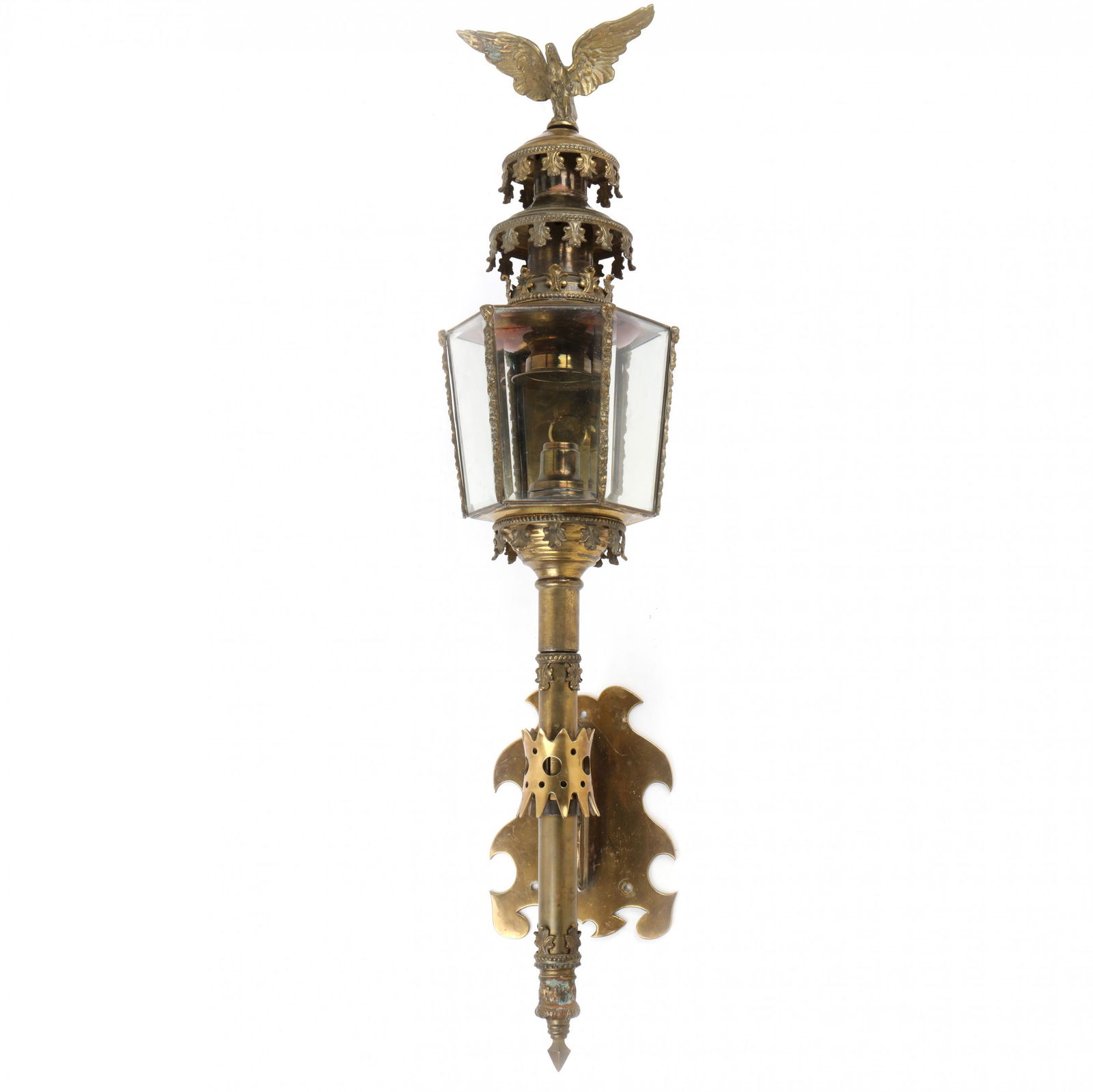Large French Figural Brass Torchiere Wall Sconce (1 of 8)