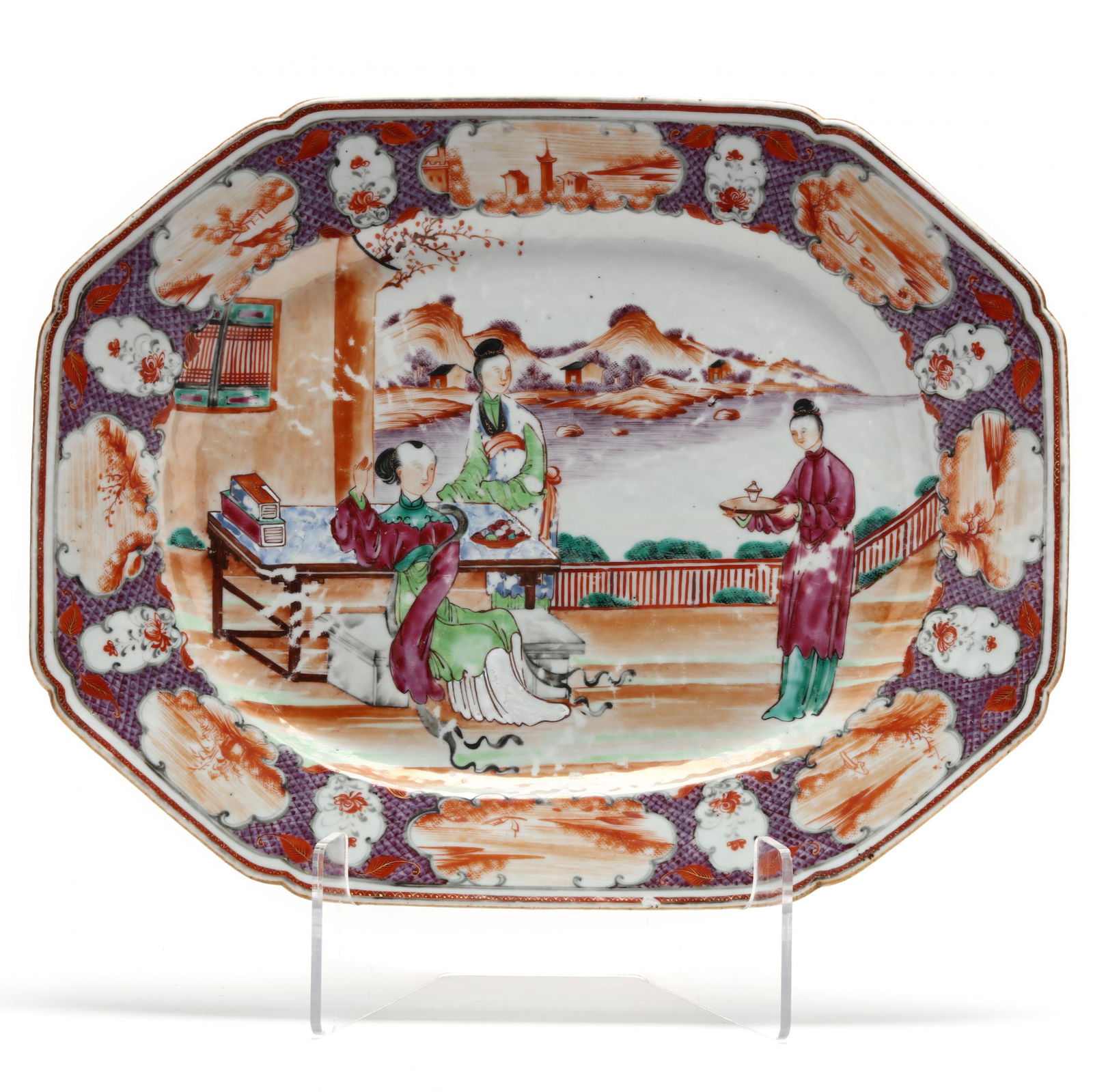 A Chinese Export Porcelain Rose Mandarin Platter (1 of 6)