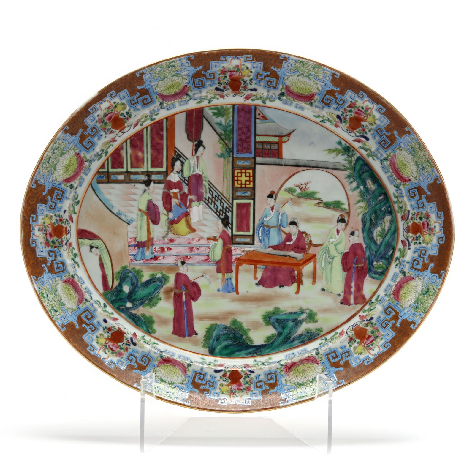 A Chinese Export Porcelain Rose Mandarin Platter with (1 of 6)