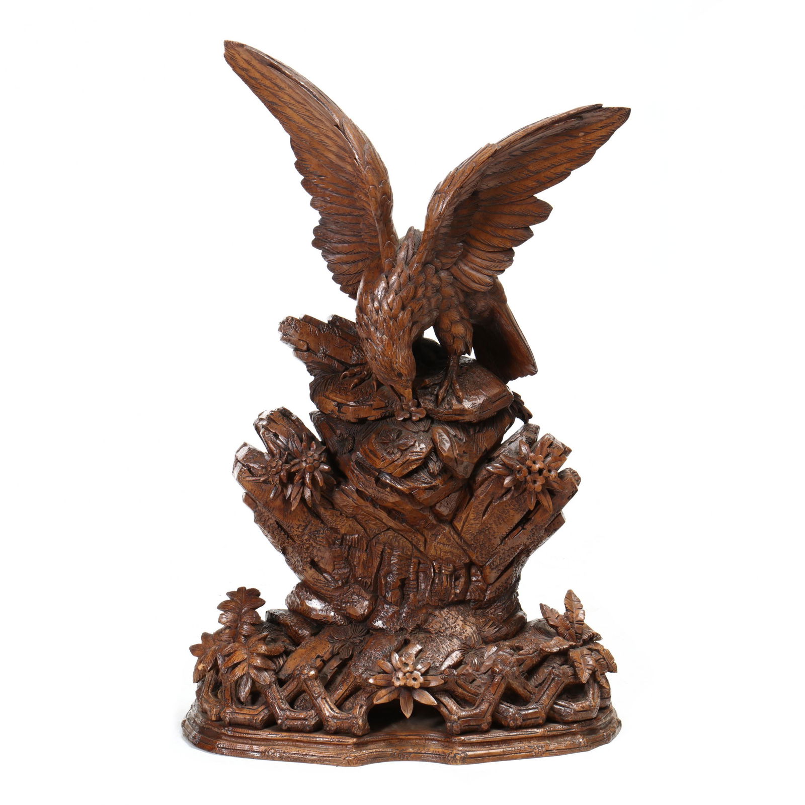 Large Hand-Carved Black Forest Sculpture of an Eagle (1 of 7)