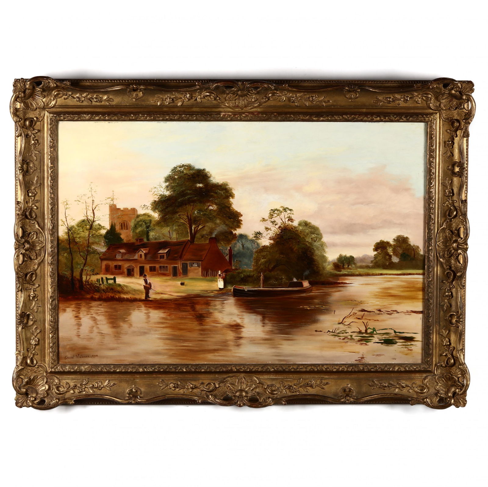 Ernest Walbourn (English, 1872-1927), Lake Scene with (1 of 5)