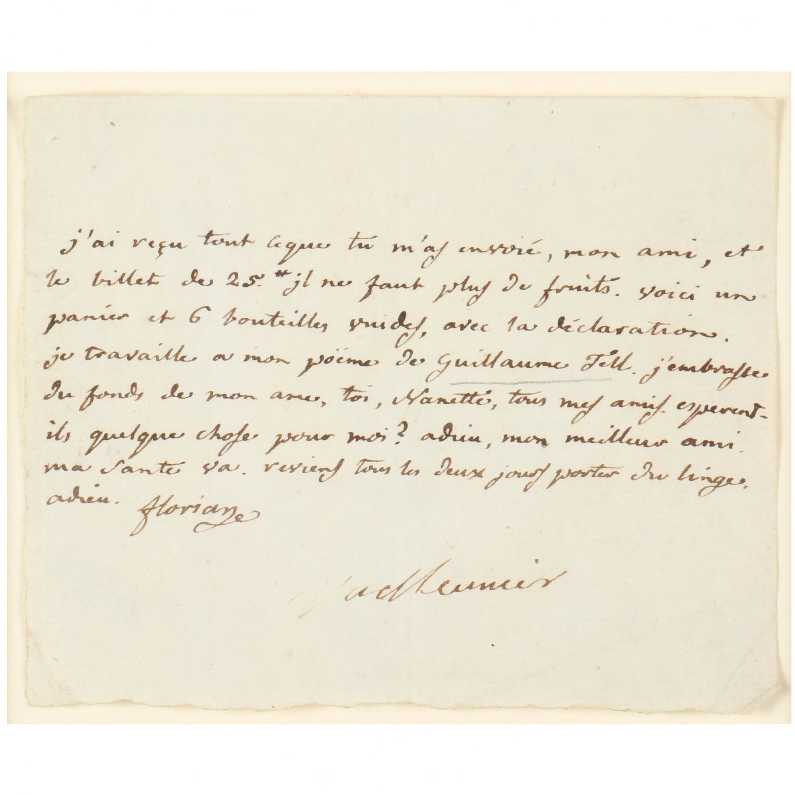 Letter From Prison by French Writer Jean Pierre Claris (1 of 3)
