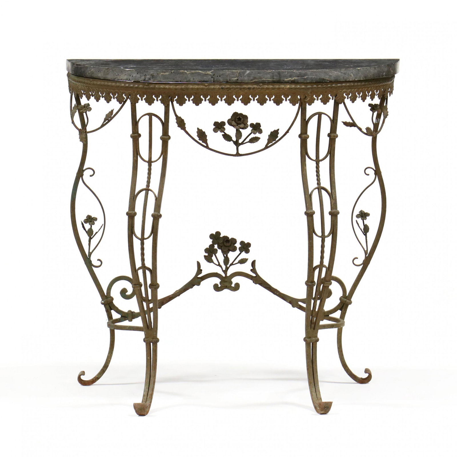 Oscar Boch Style, Marble Top and Iron Console Table (1 of 3)