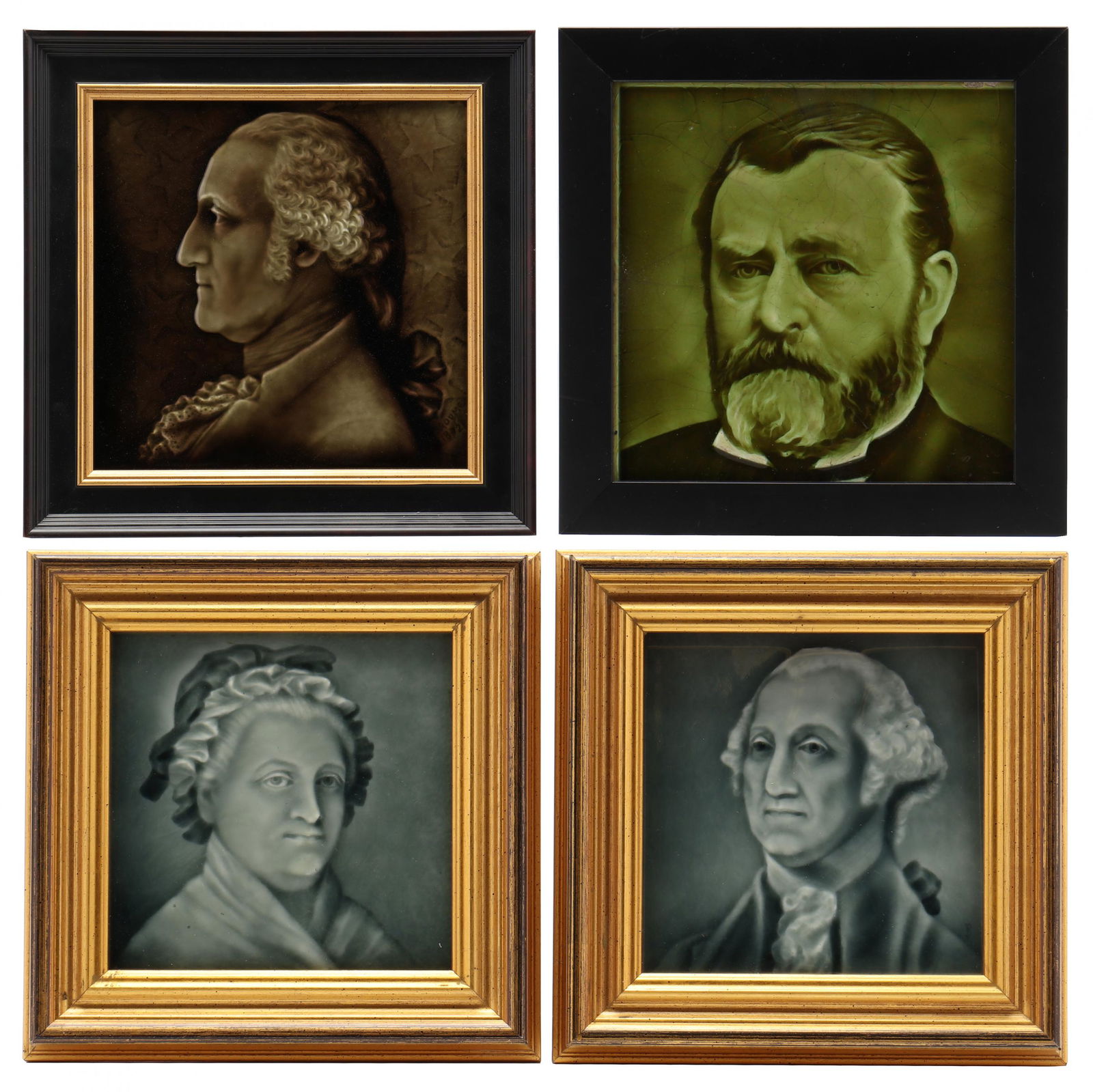 Four Antique Framed American Presidential Majolica (1 of 10)
