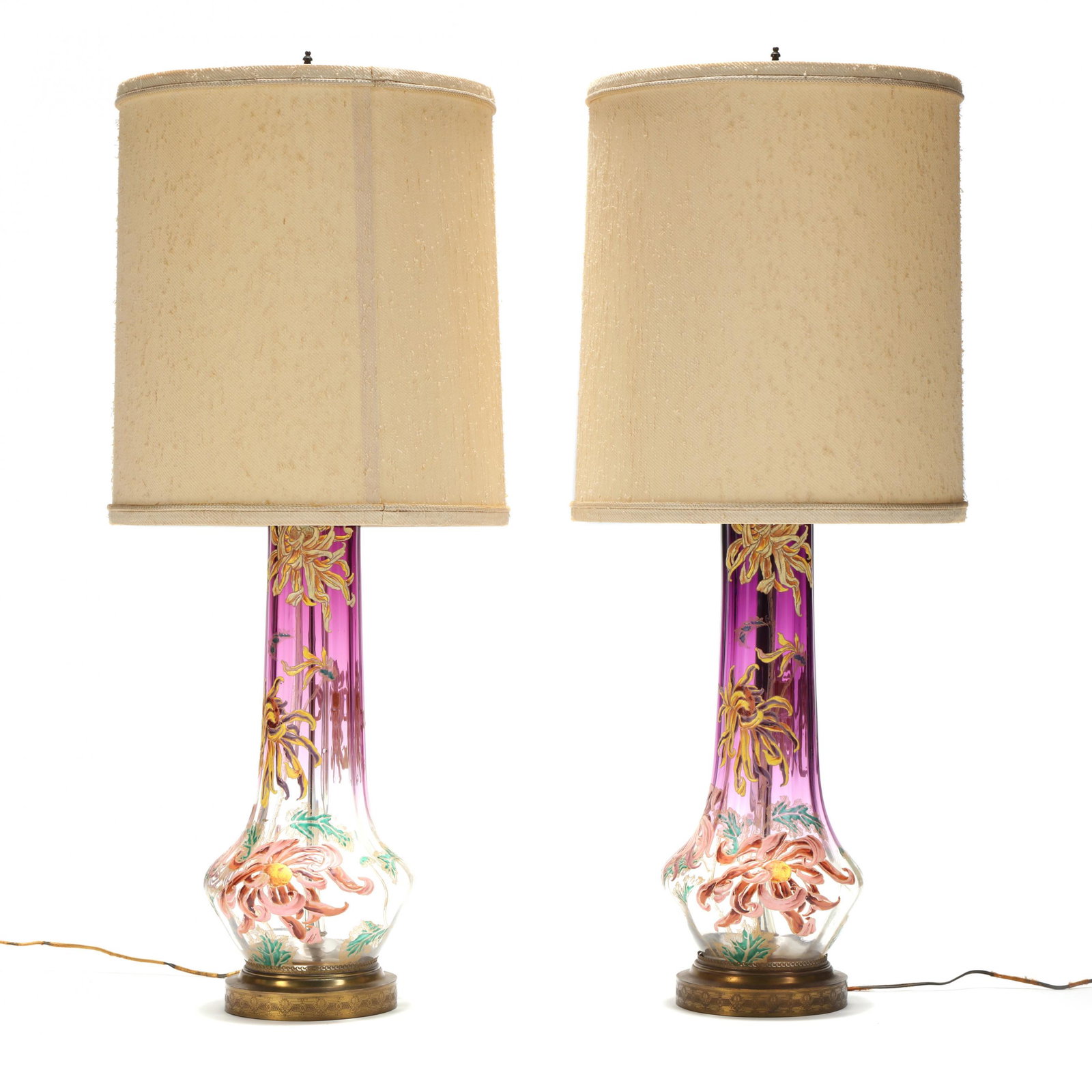 Mont Joye, Pair of Large Enameled Glass Lamps (1 of 9)