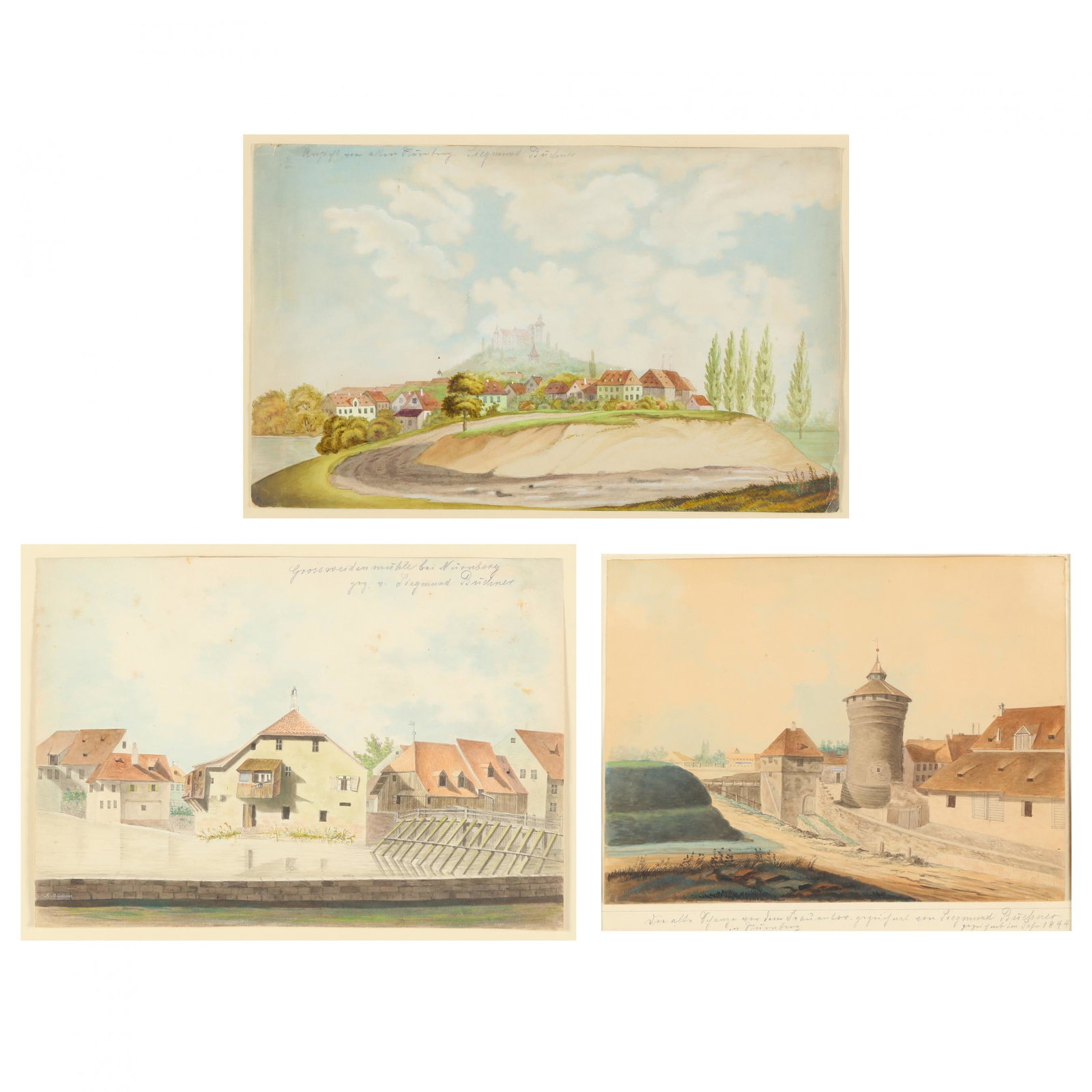 German School (19th Century), Three Townscape (1 of 10)