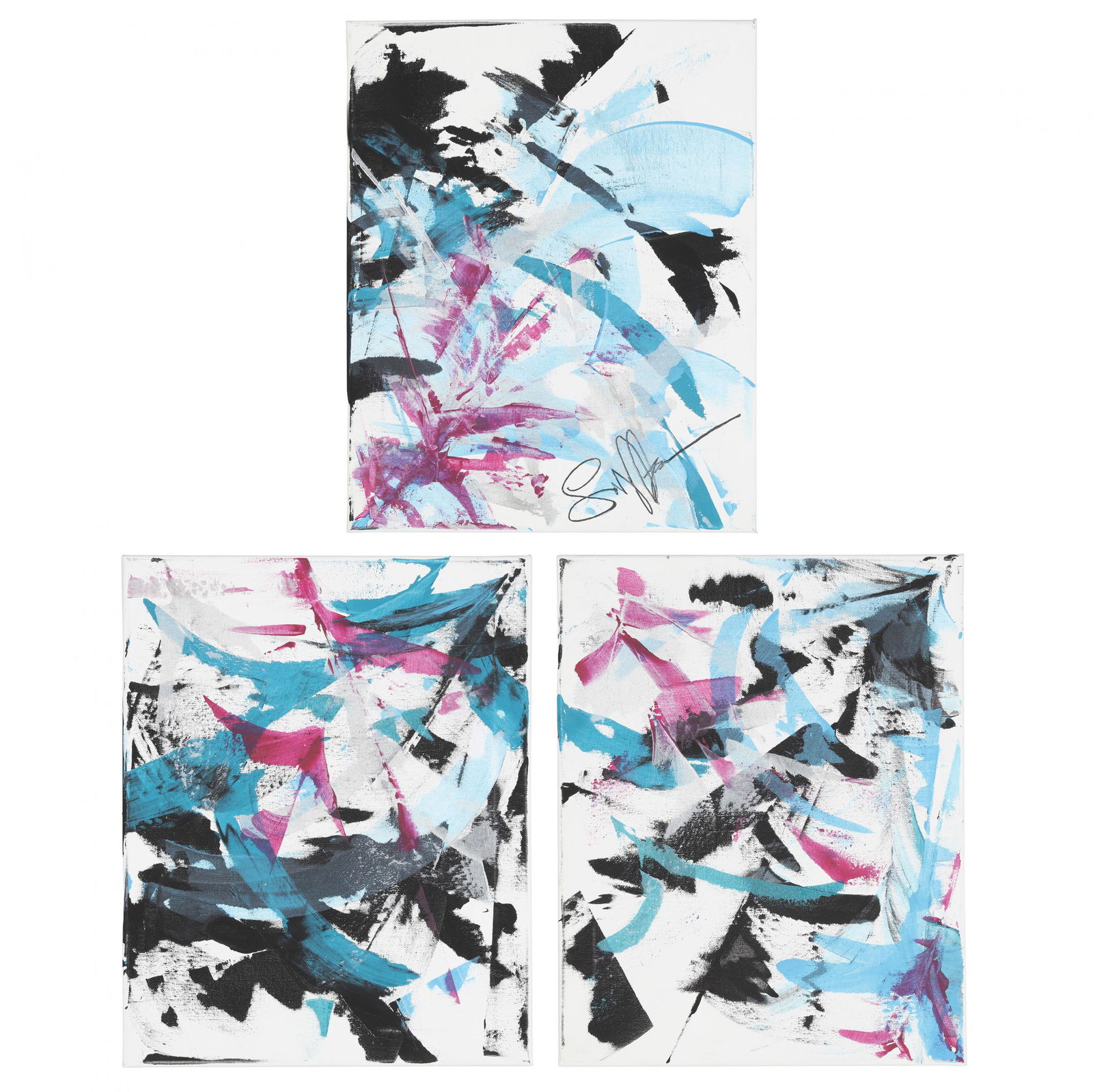 A Decorative Abstract Triptych, Signed (1 of 6)