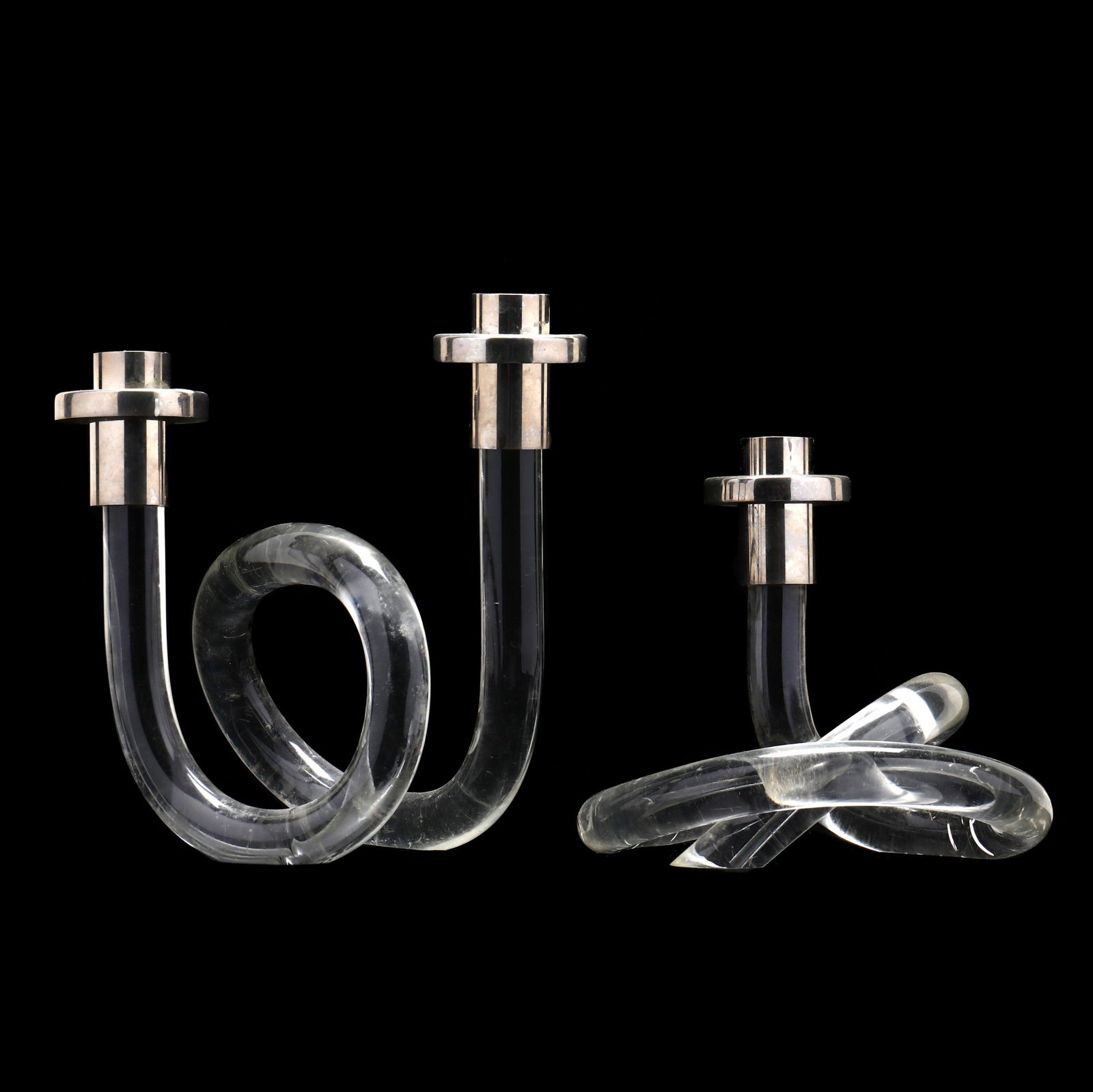 Dorothy Thorpe, Pair of Shaped Lucite Candlesticks (1 of 5)