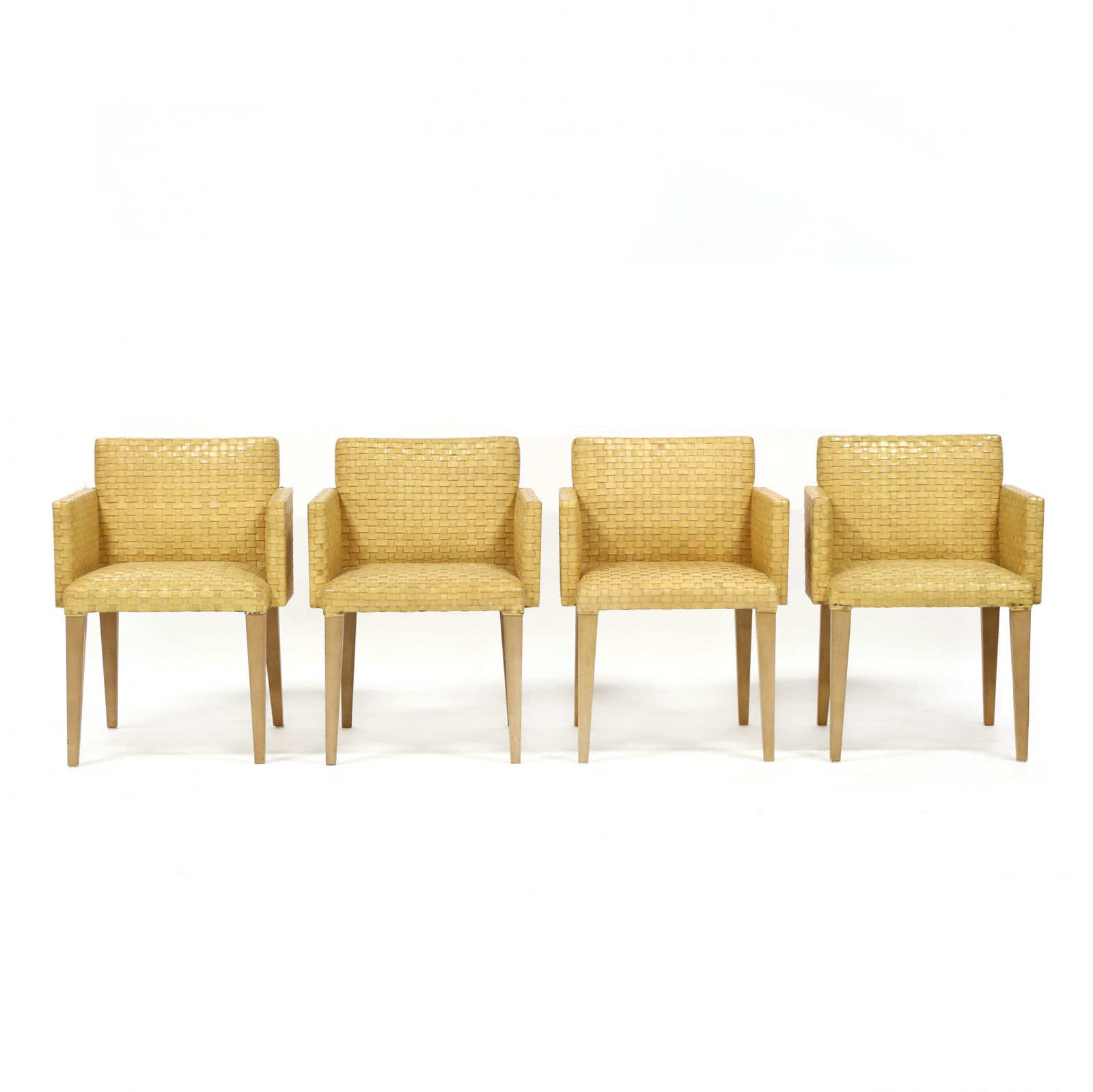 Set of Four Modern Woven Leather Armchairs (1 of 4)