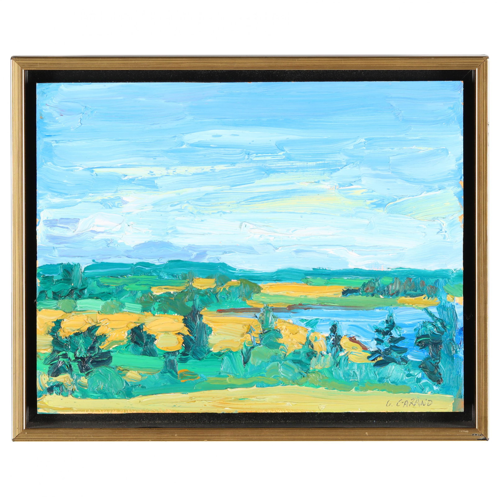 Greg Garand (Canadian), Chichester Cove: Greg Garand (Canadian), Chichester Cove oil on panel, 2002, signed "G. Garand" at lower right, also signed and inscribed to verso, in floating frame. Frame dimensions 10 x 12 1/4 in. Additional high-r