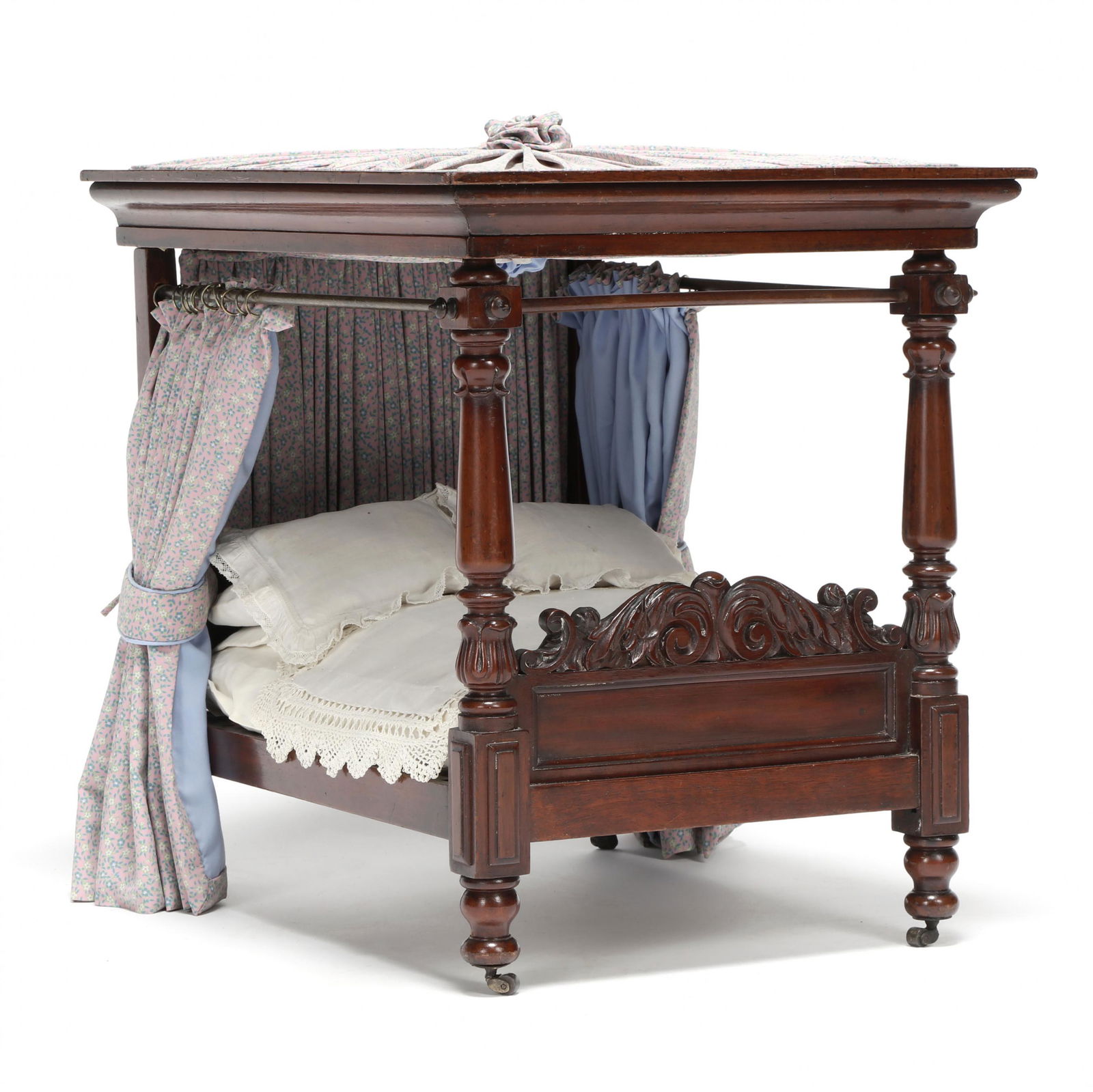 Miniature Regency Carved Mahogany Bed with Tester (1 of 10)
