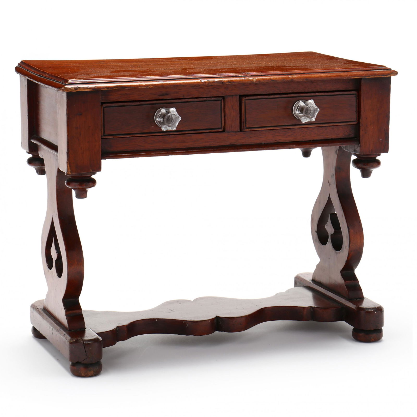 Miniature English Classical Two Drawer Work Table (1 of 8)