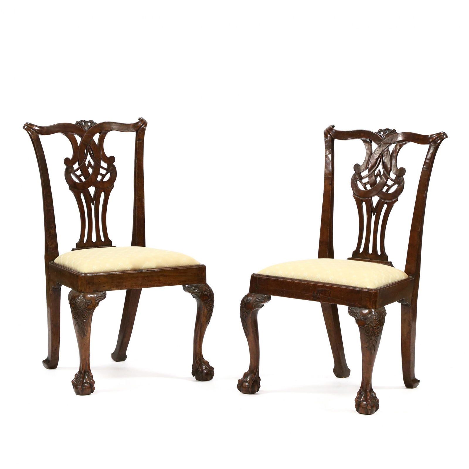 Pair of Irish Chippendale Carved Mahogany Side Chairs (1 of 5)