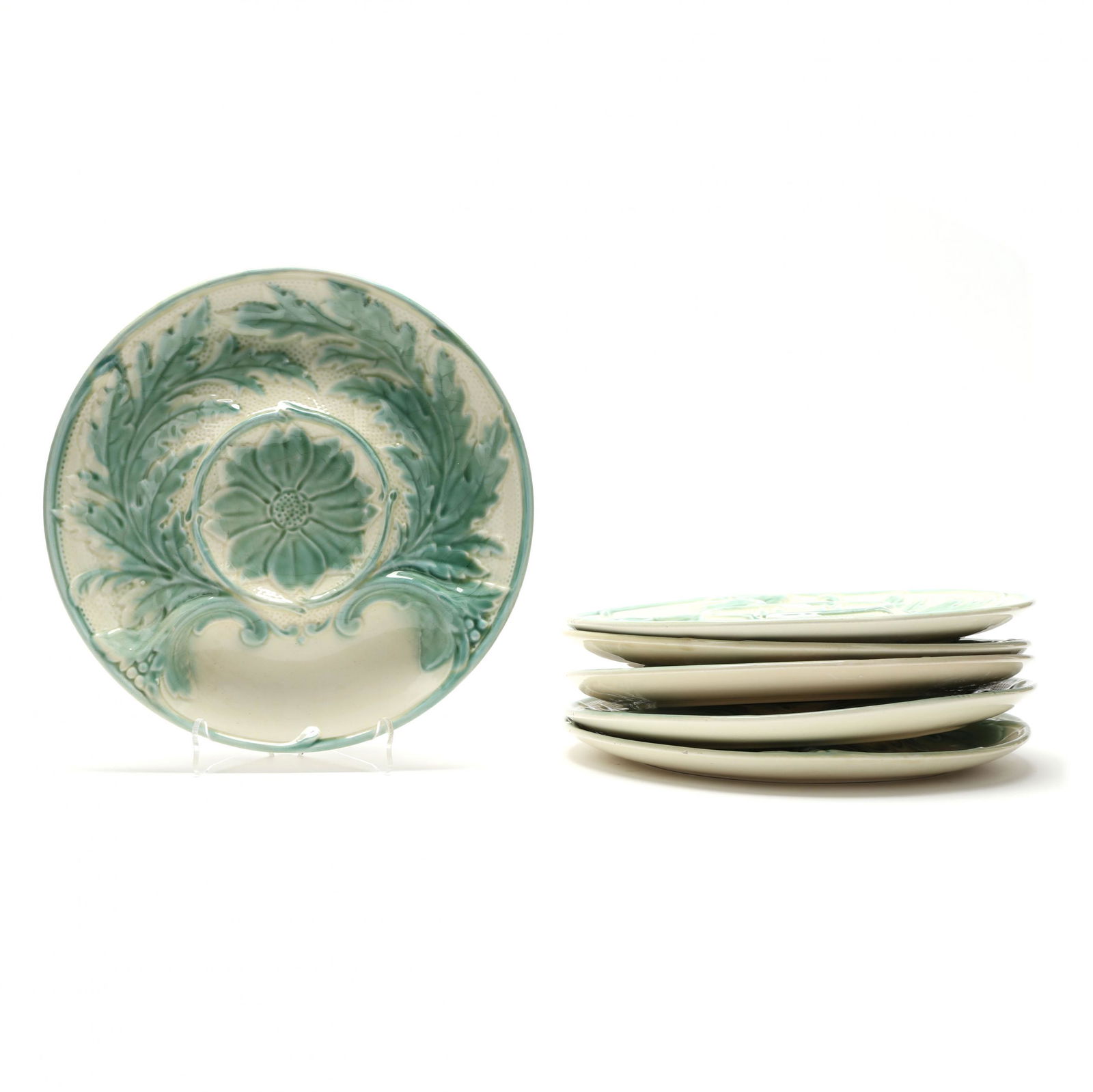 Six Vintage Gien Faience Artichoke Plates (1 of 8)