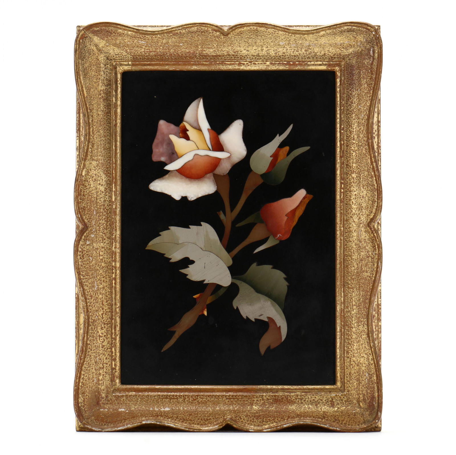 Framed Italian Pietra Dura Rose Stem (1 of 4)