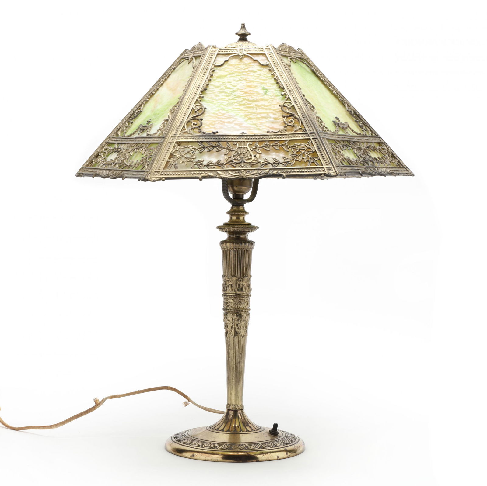 Miller Lamp Co., Brass and Slag Glass Table Lamp (1 of 9)