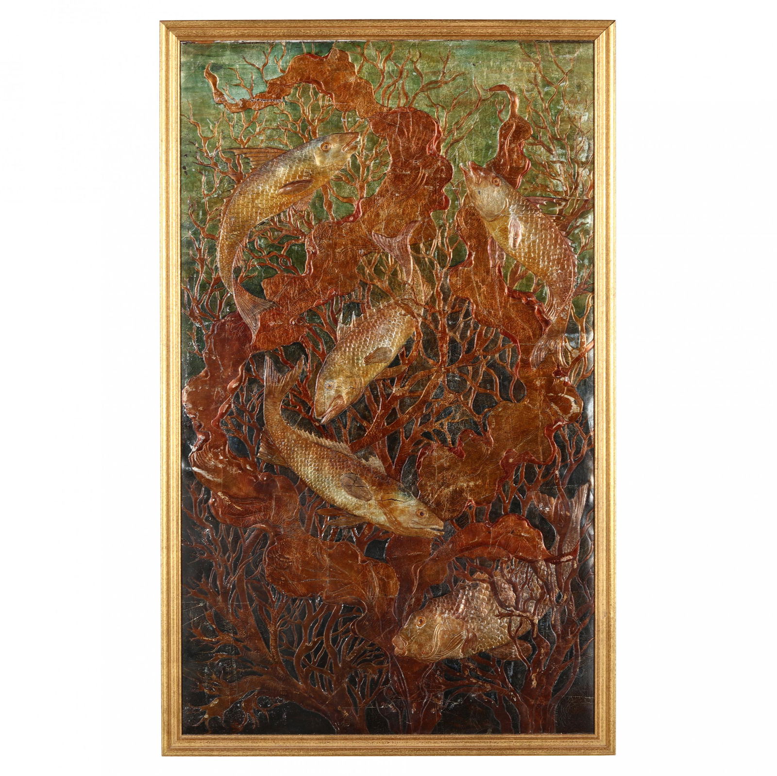 Tooled Leather Panel with Fish Scene (1 of 3)