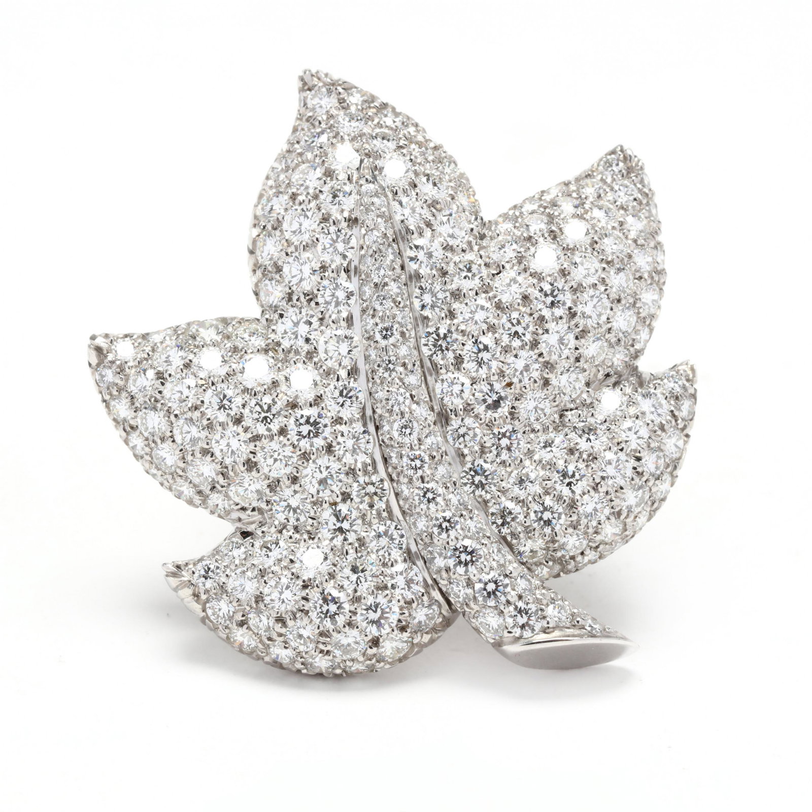 Platinum and Diamond Foliate Brooch, Jean Vitau (1 of 3)