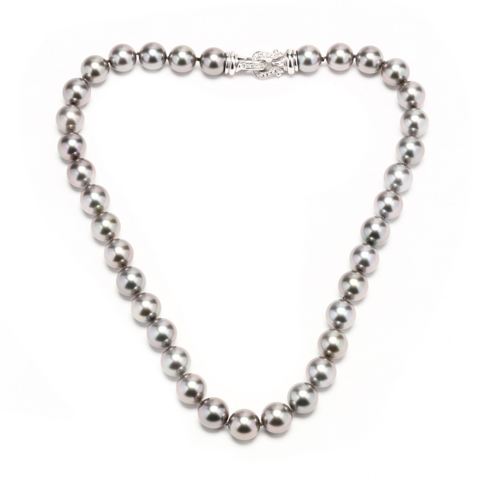 Tahitian Pearl Necklace with White Gold and Diamond (1 of 3)