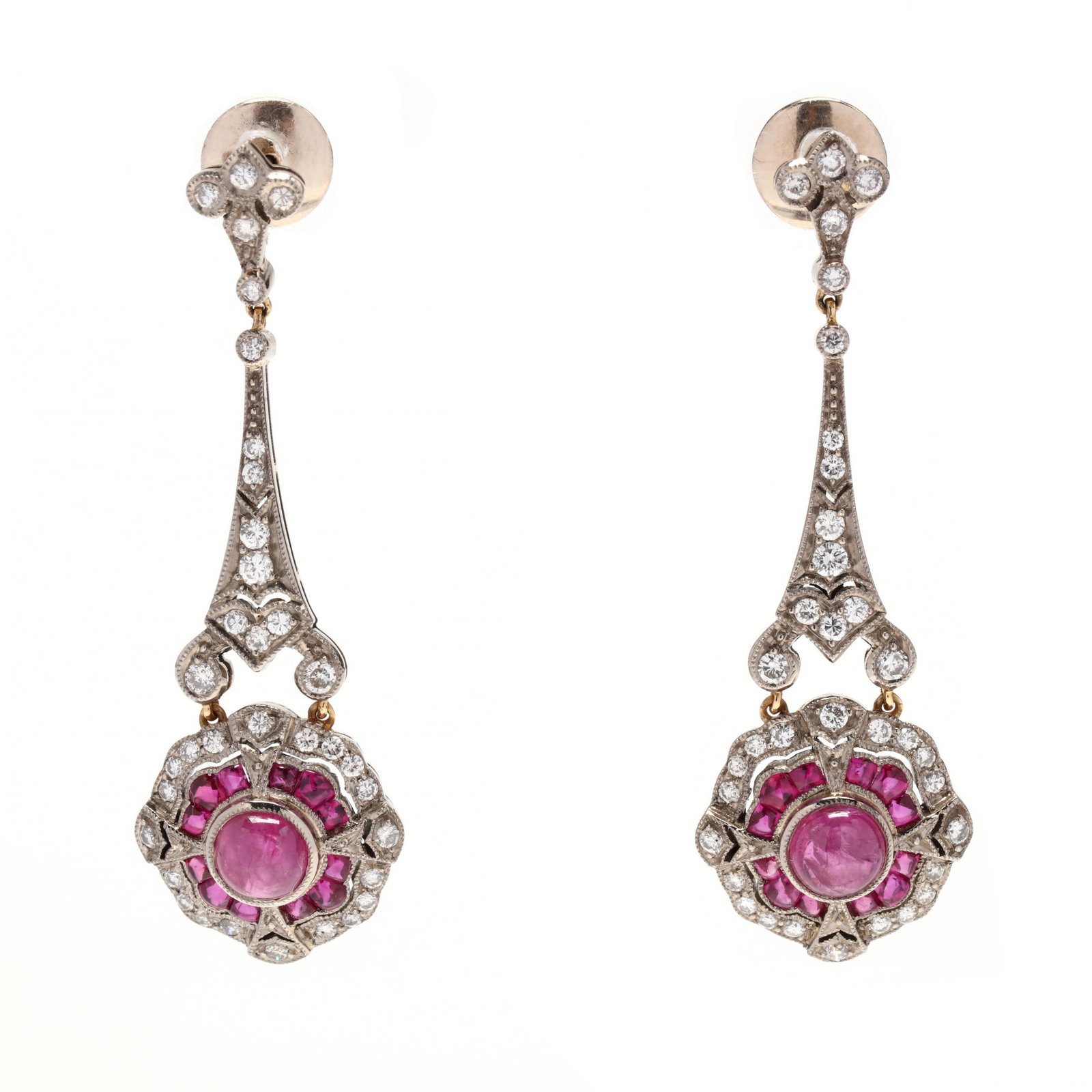 White Gold, Pink Sapphire, and Diamond Earrings (1 of 4)