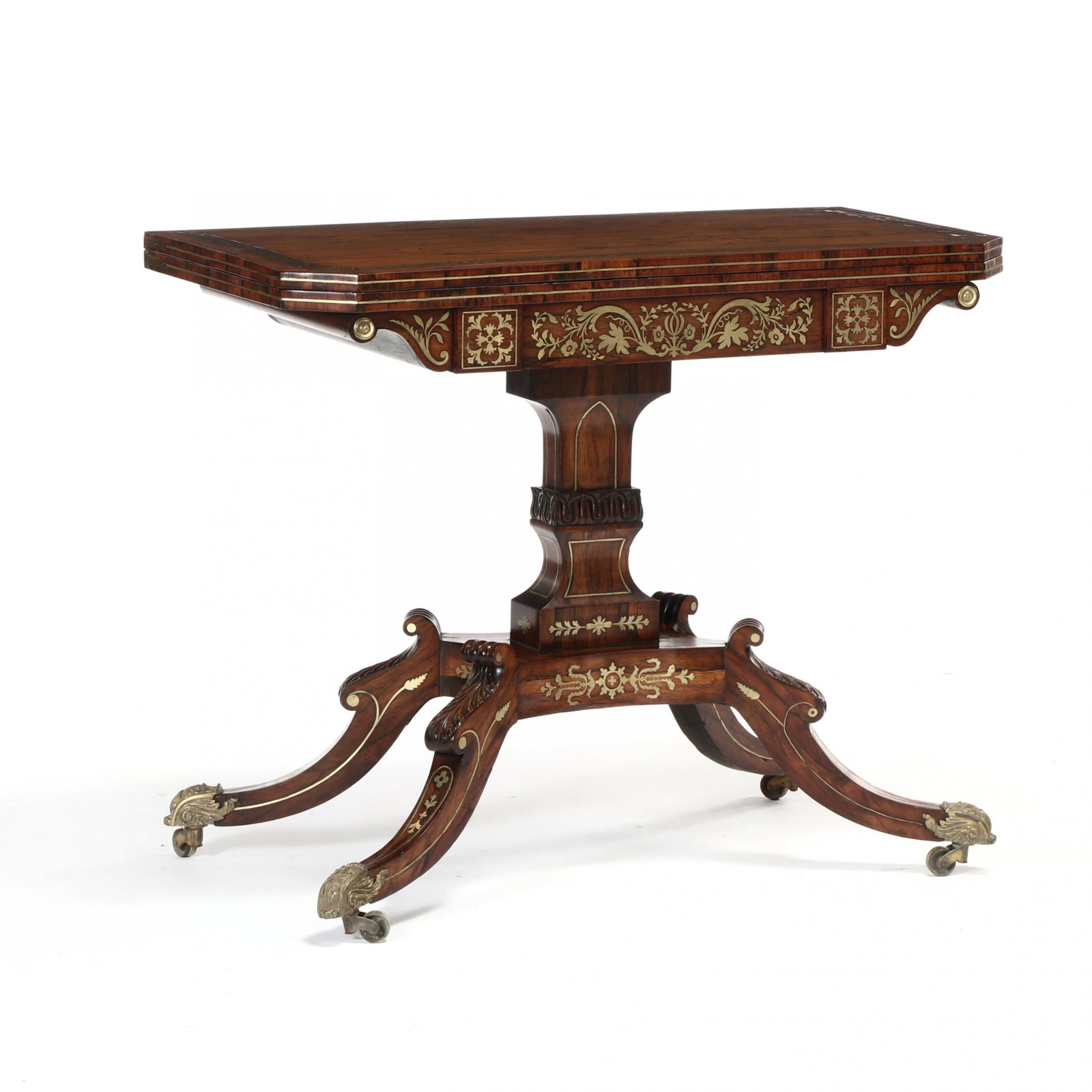 Regency Rosewood Brass Inlaid Game Table (1 of 9)