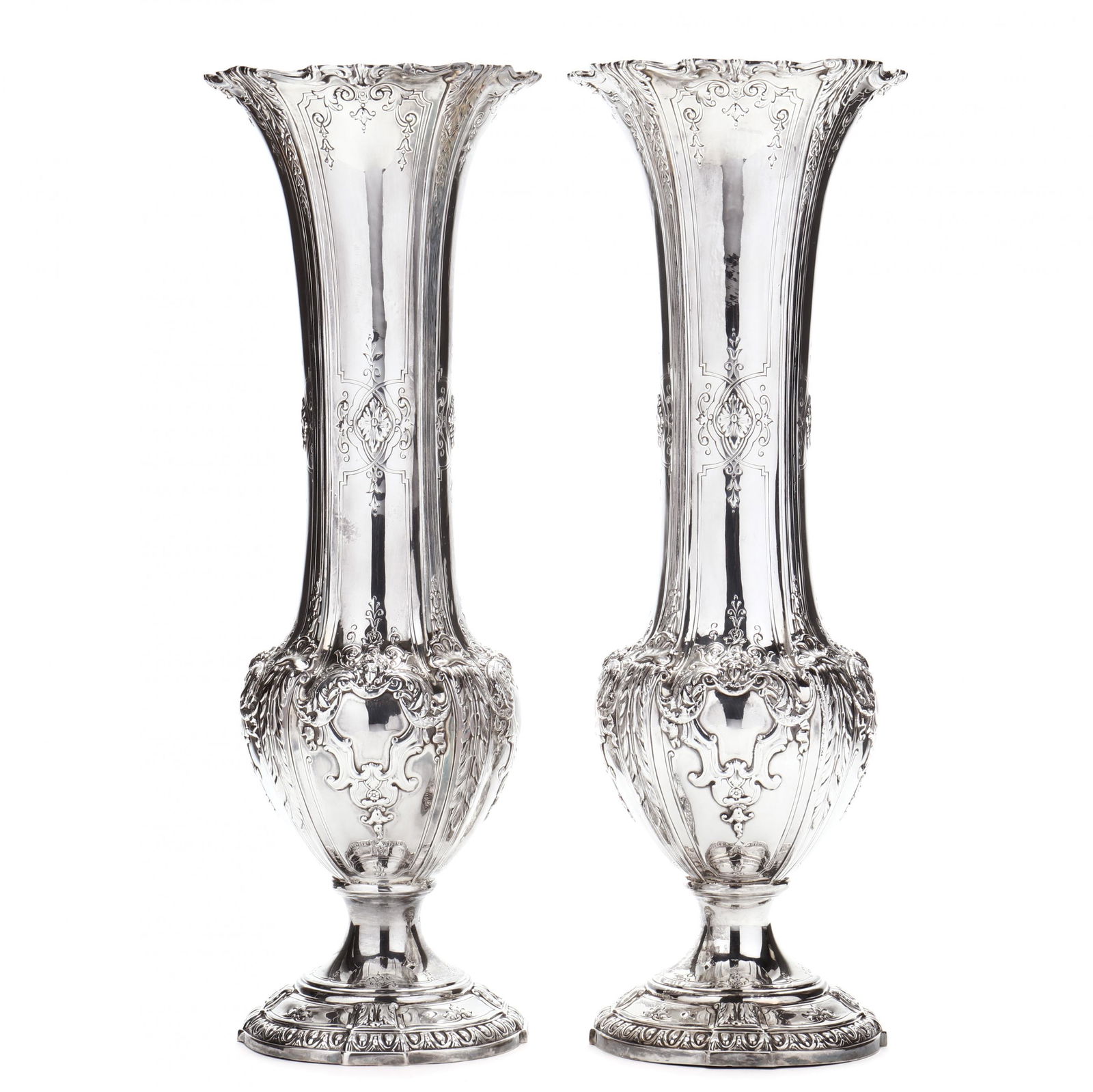 A Pair of Tall Sterling Silver Vases (1 of 10)