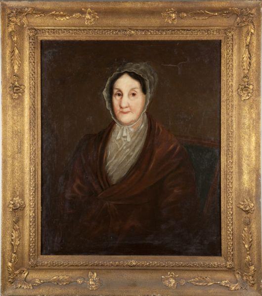 Thomas Sully (PA, 1783-1872), Mrs. Collins: Thomas Sully (PA, 1783-1872), Mrs. Collins oil on canvas, unsigned, half length portrait of Mrs. Margaret (Morris) Collins (1792-1852), wife of Isaac Collins, whose daughter married John B. Bispham. T