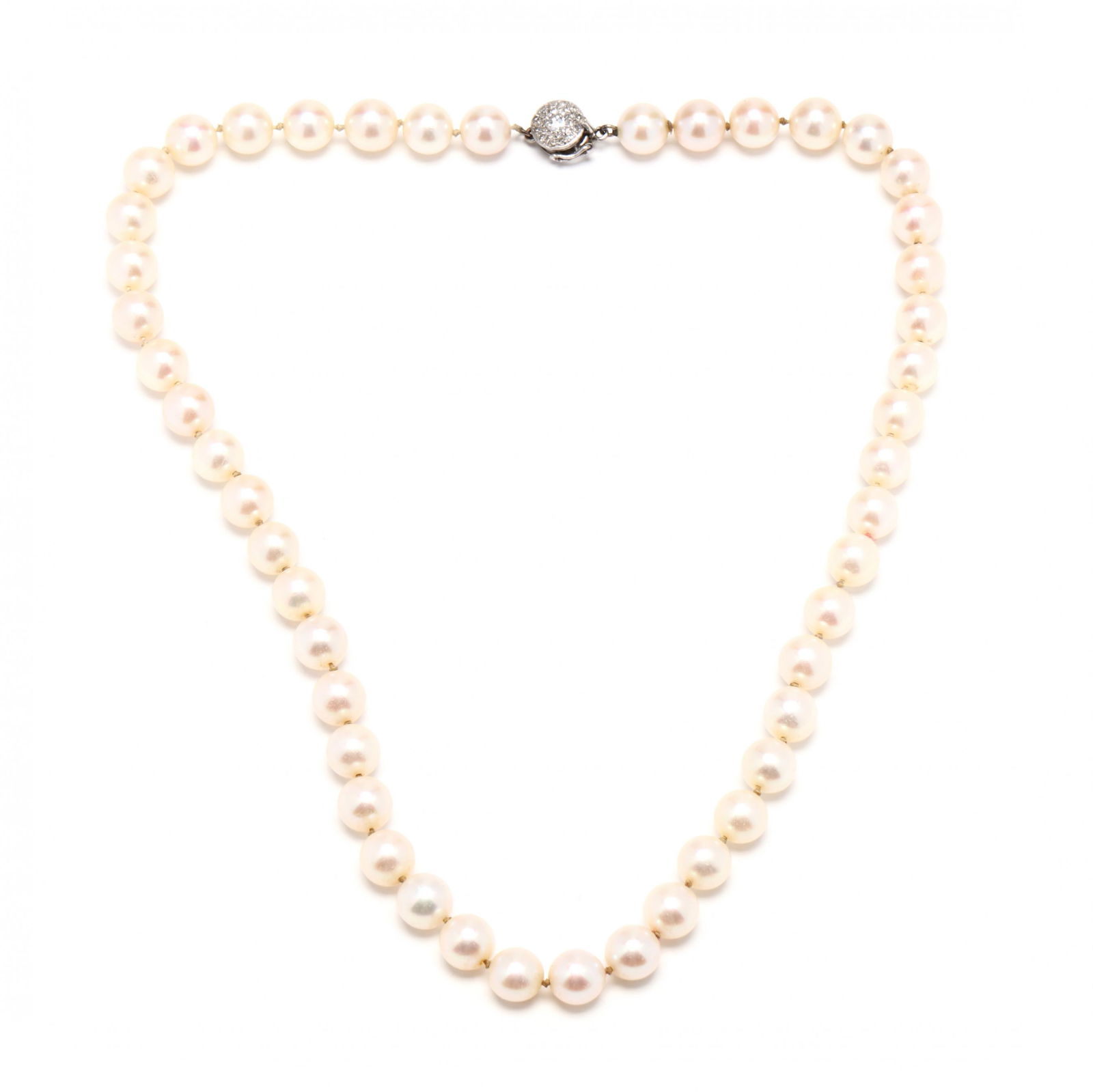 Single Strand Pearl Necklace with White Gold and (1 of 3)