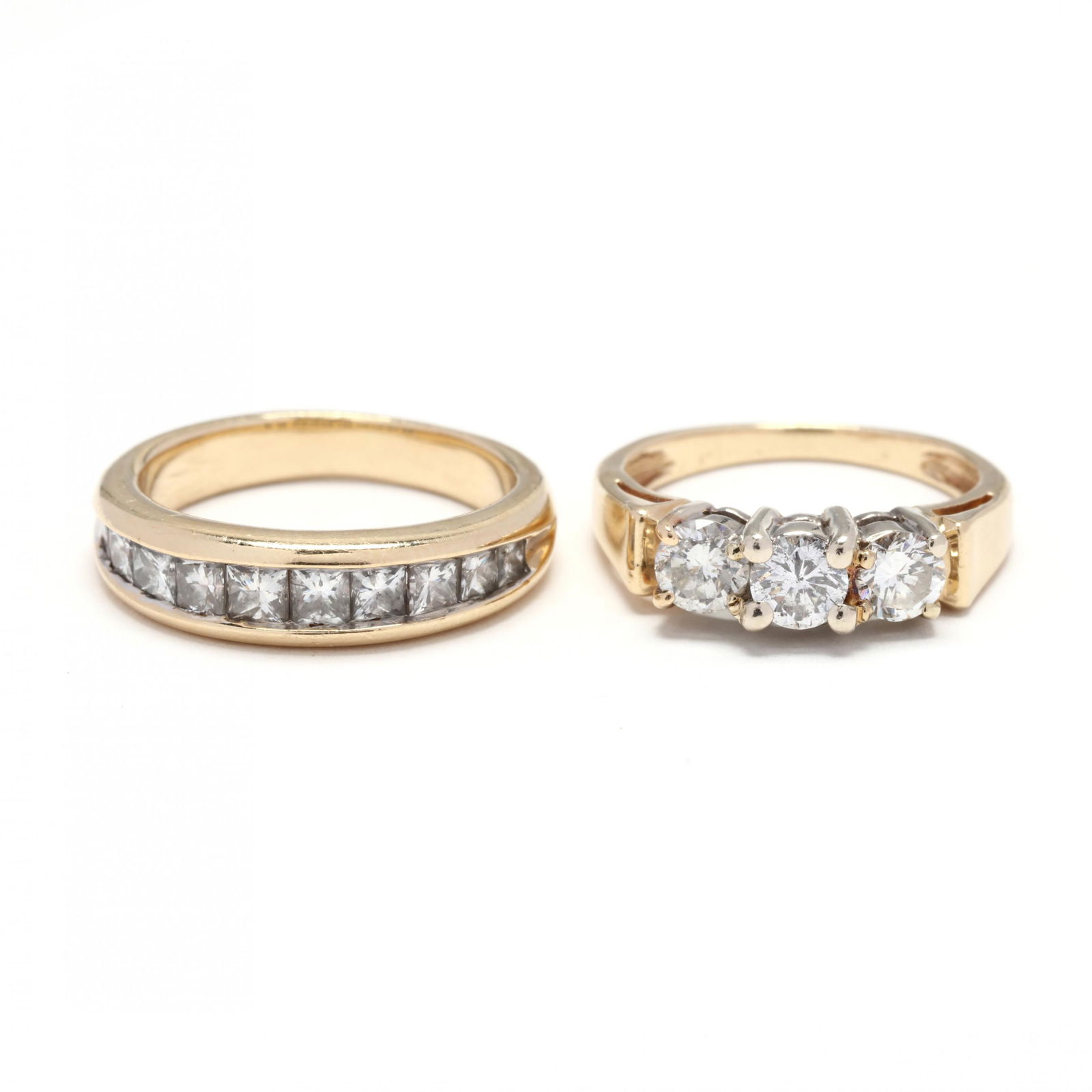 Two Yellow Gold and Diamond Bands (1 of 6)