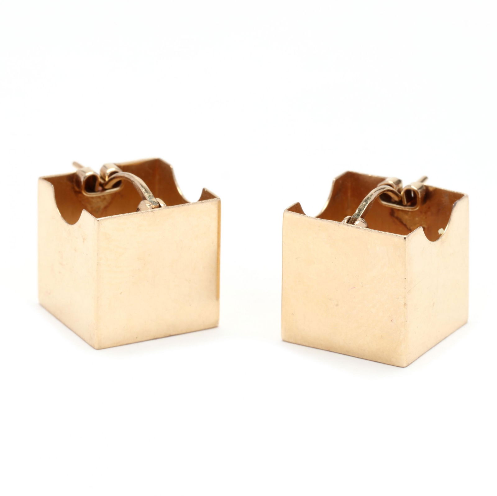 Modernist Gold Cube Earrings, Nova (1 of 4)