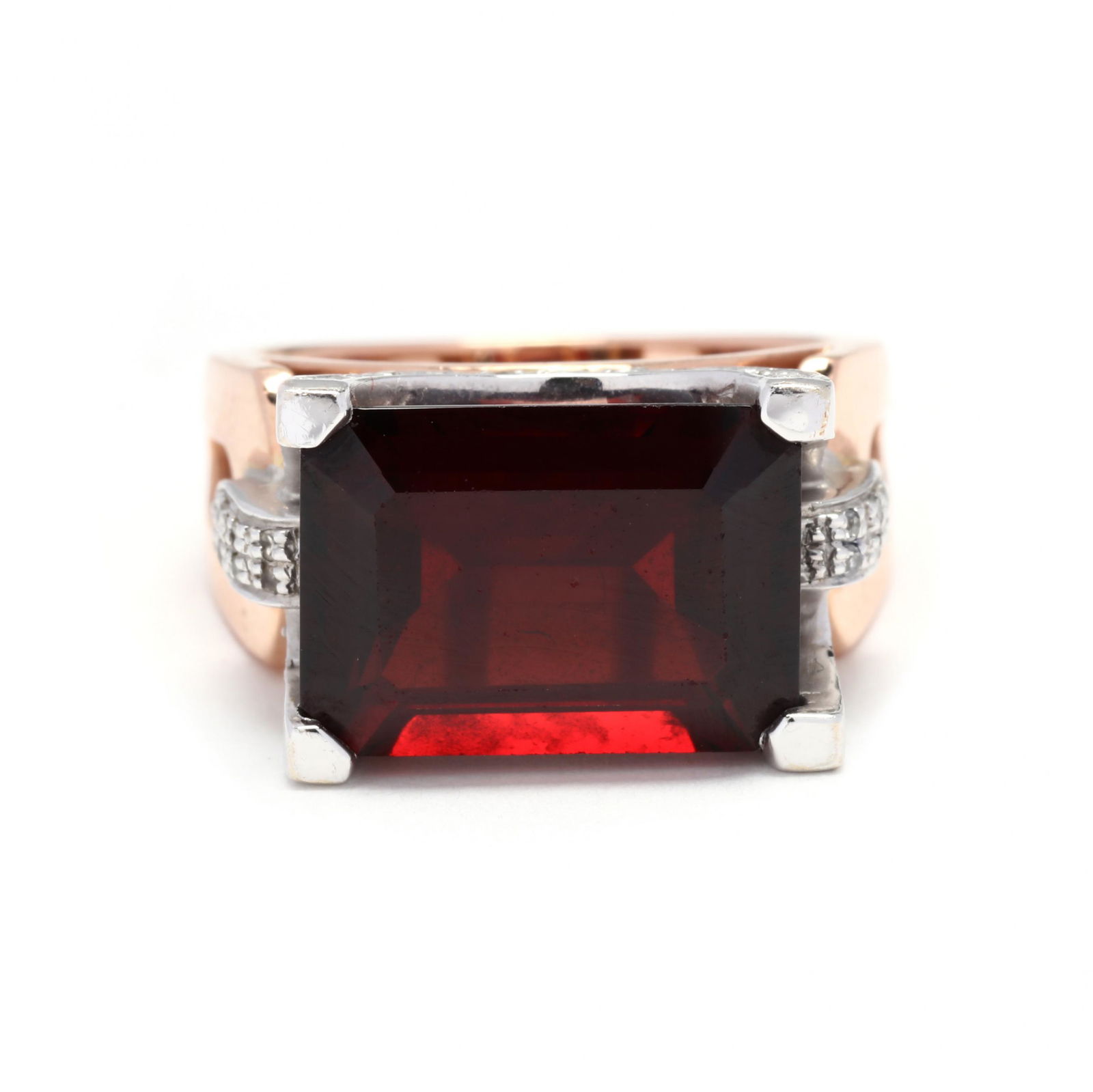 Bi-Color Gold, Garnet, and Diamond Ring (1 of 5)