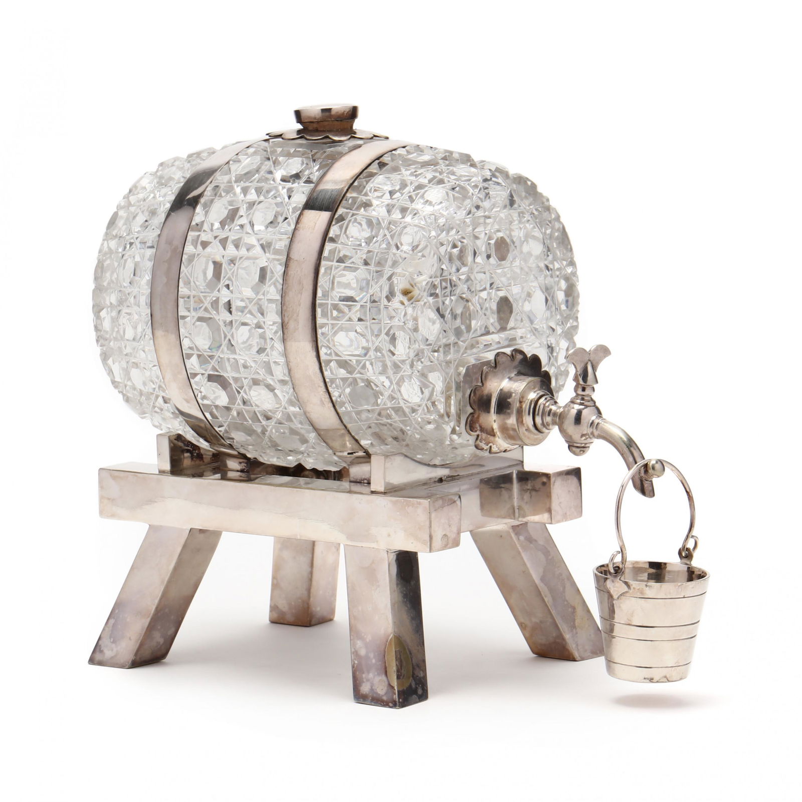 An Antique English Silverplate and Cut Crystal Barrel (1 of 9)